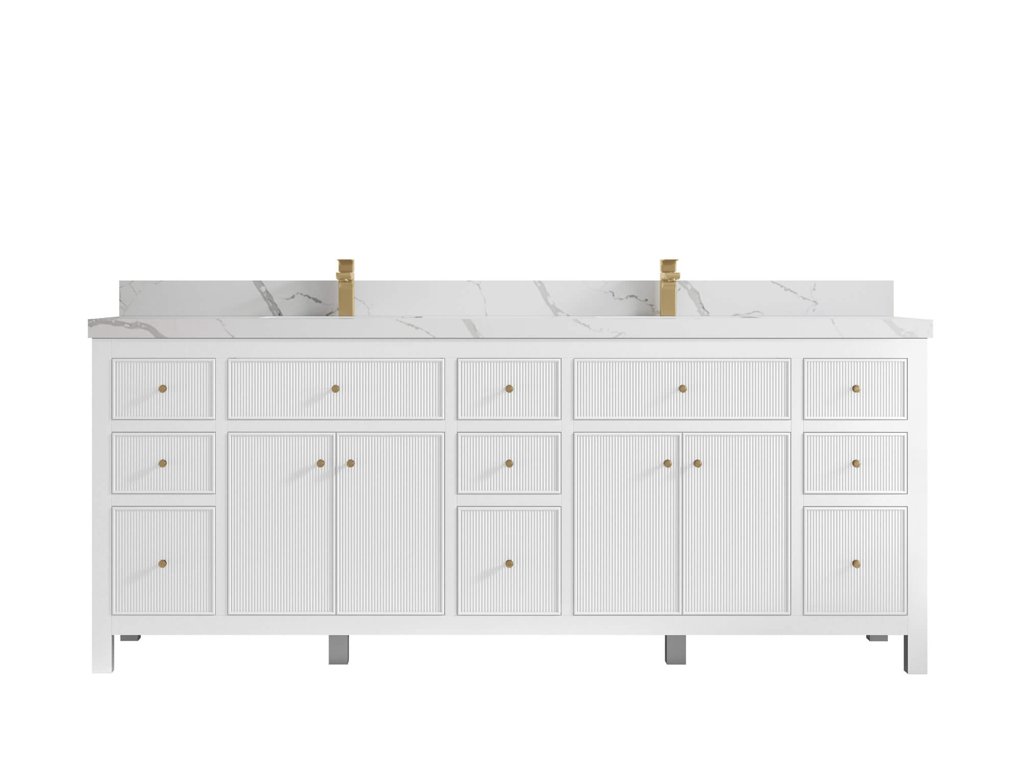 Sonoma 84 in W x 22 in D Free Standing Reeded Double Sink Bathroom Vanity