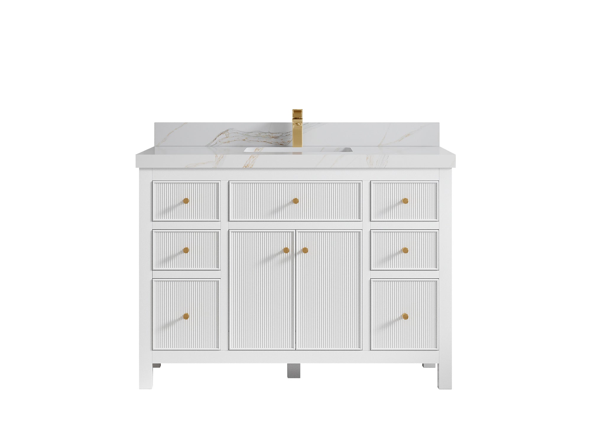 Sonoma 48 in. W x 22 in. D Single Sink Bathroom Vanity in White with 2 in. Calacatta Sienna Quartz Countertop