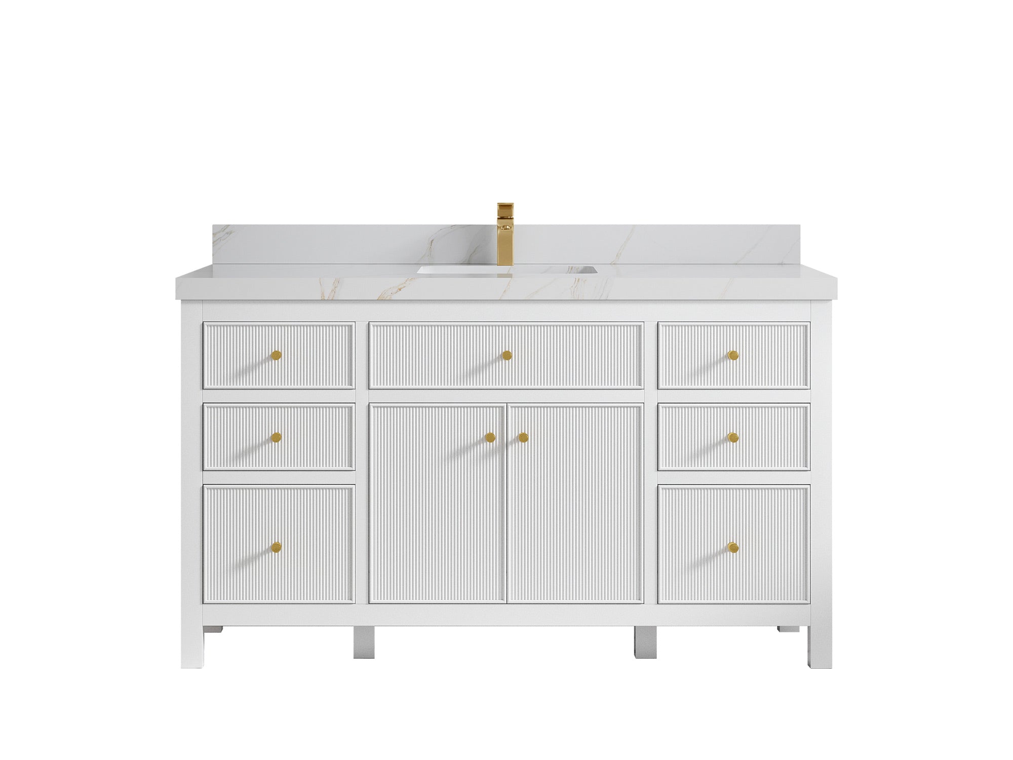 Sonoma 60 in W x 22 in D Free Standing Reeded Single Sink Bathroom Vanity