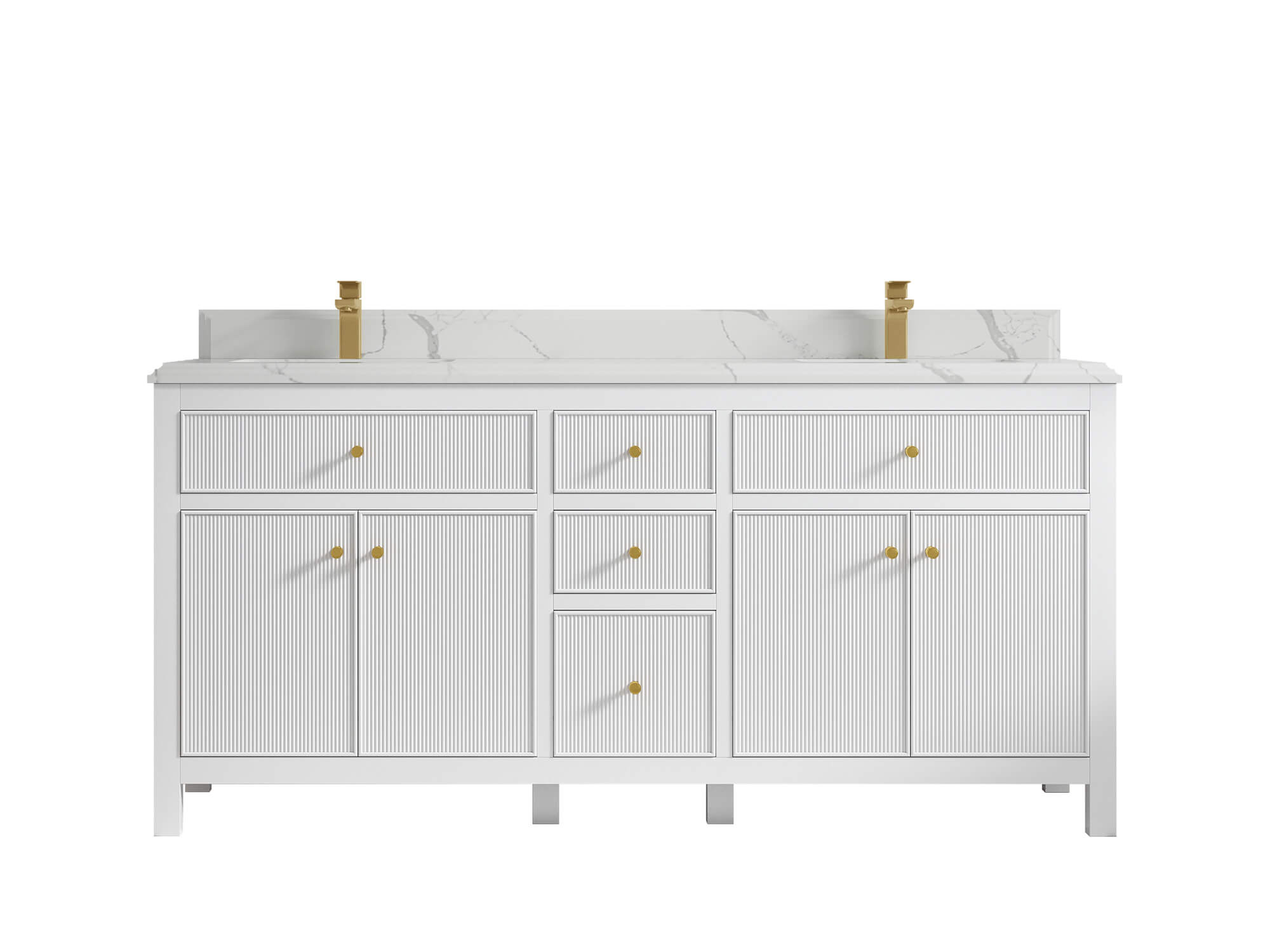 Sonoma 72 in W x 22 in D Free Standing Reeded Double Sink Bathroom Vanity