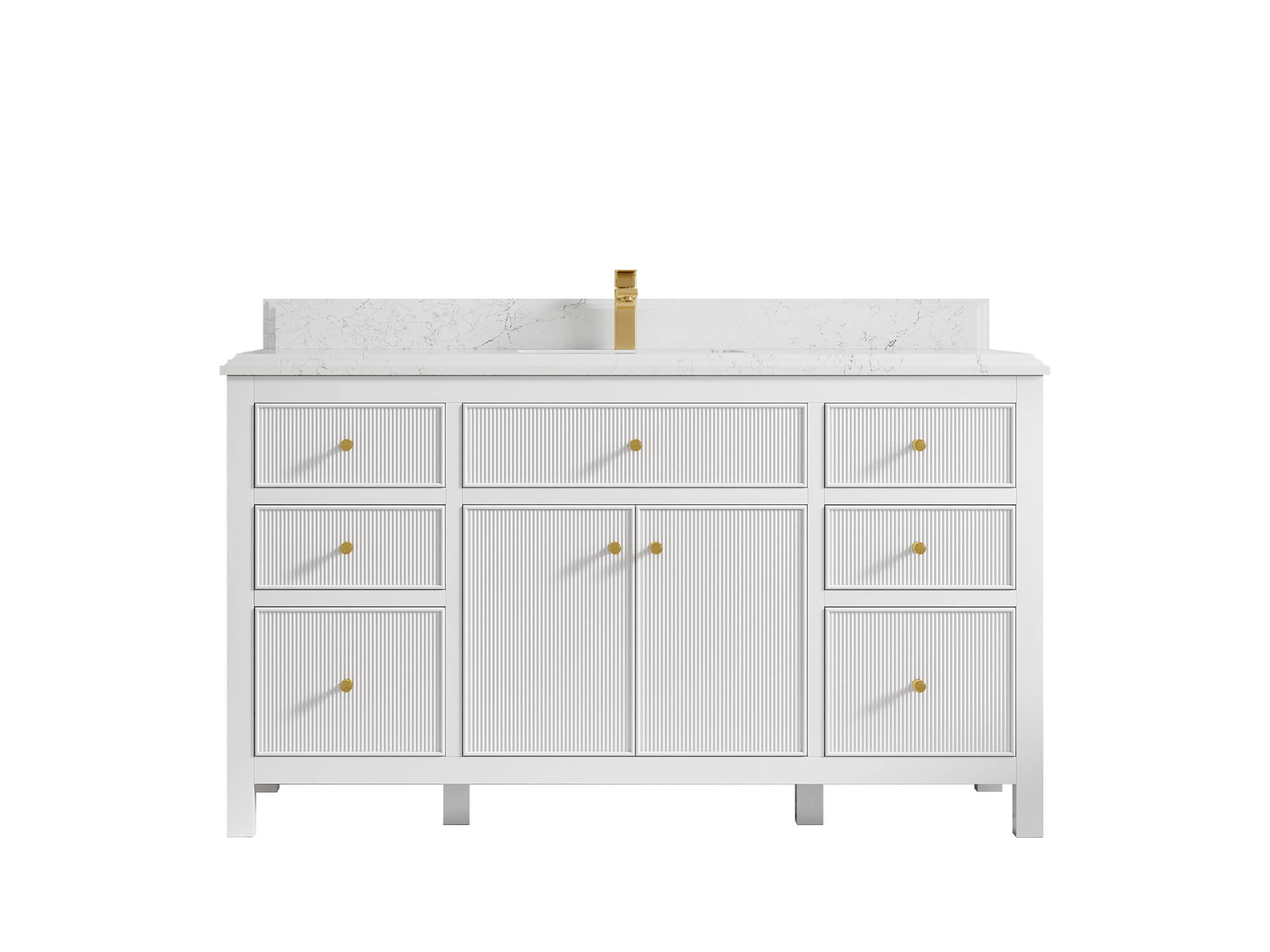 Sonoma 60 in W x 22 in D Free Standing Reeded Single Sink Bathroom Vanity
