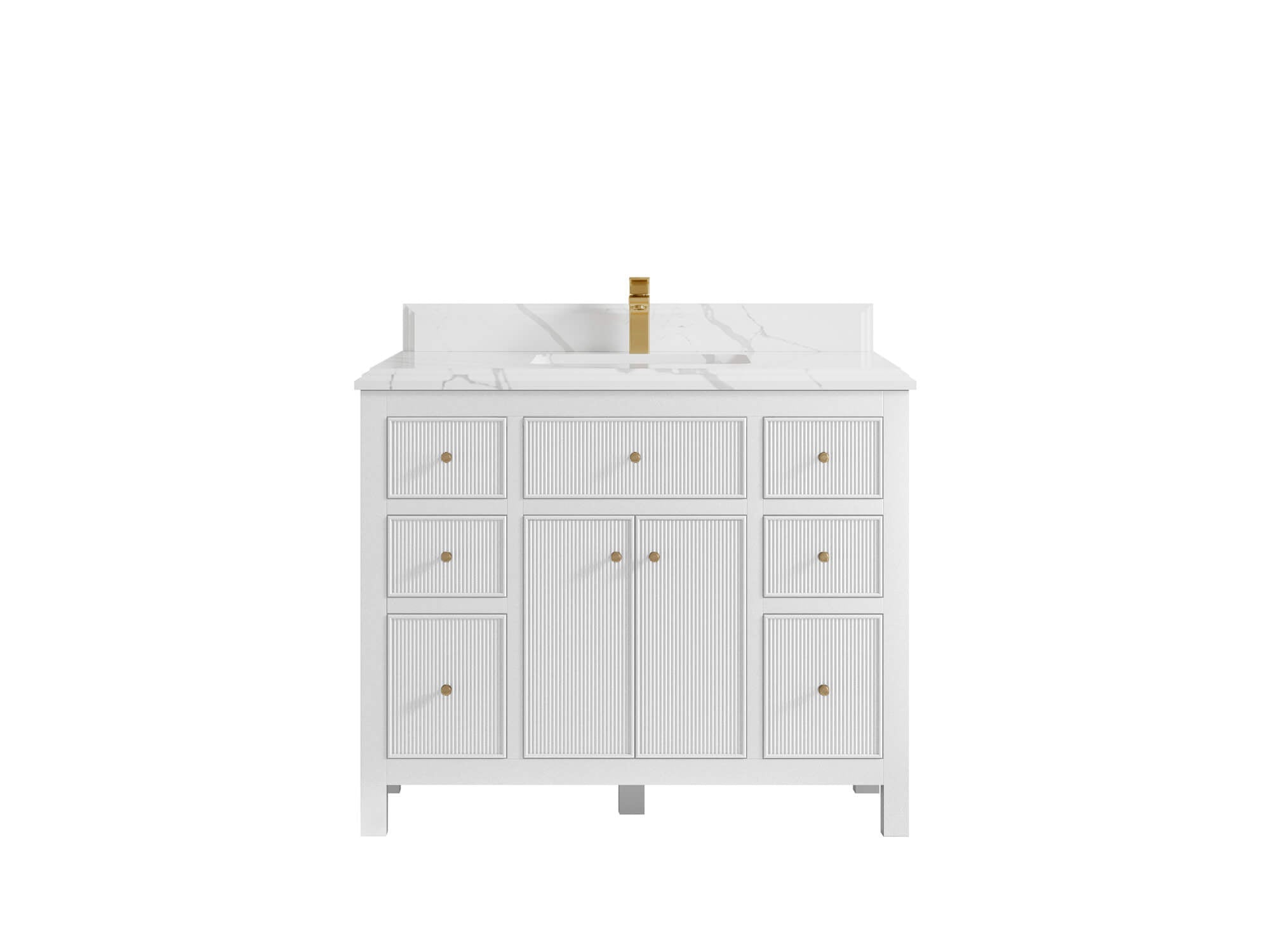 Sonoma 42 in. W x 22 in. D Single Sink Bathroom Vanity in White with Double Cove Edge 1.5 in White Quartz Countertop