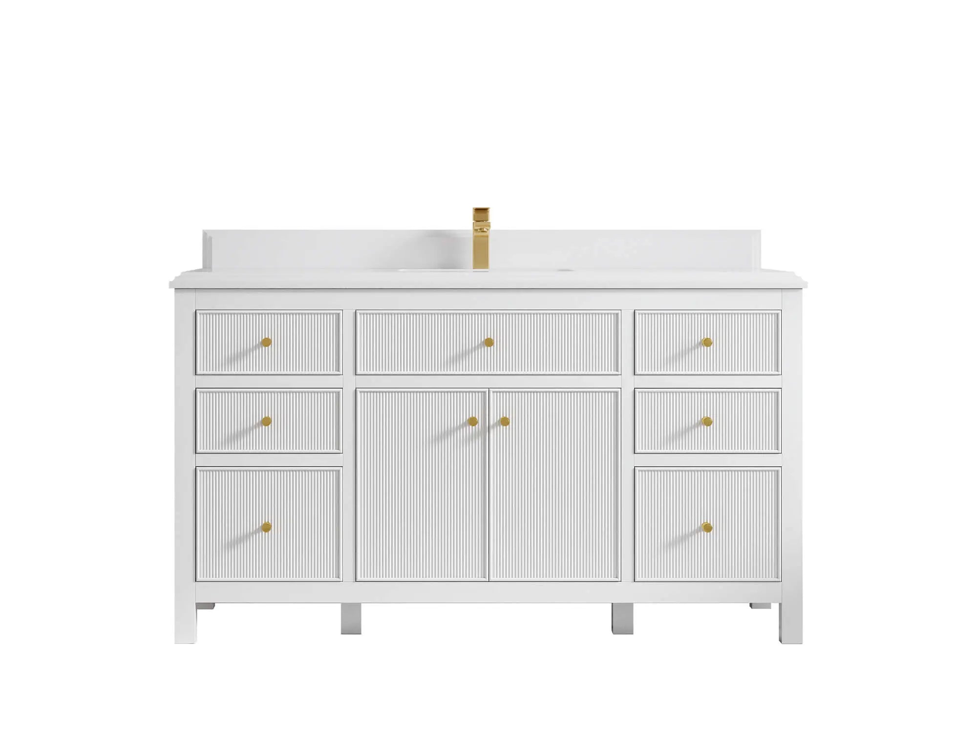 Sonoma 60 in W x 22 in D Free Standing Reeded Single Sink Bathroom Vanity
