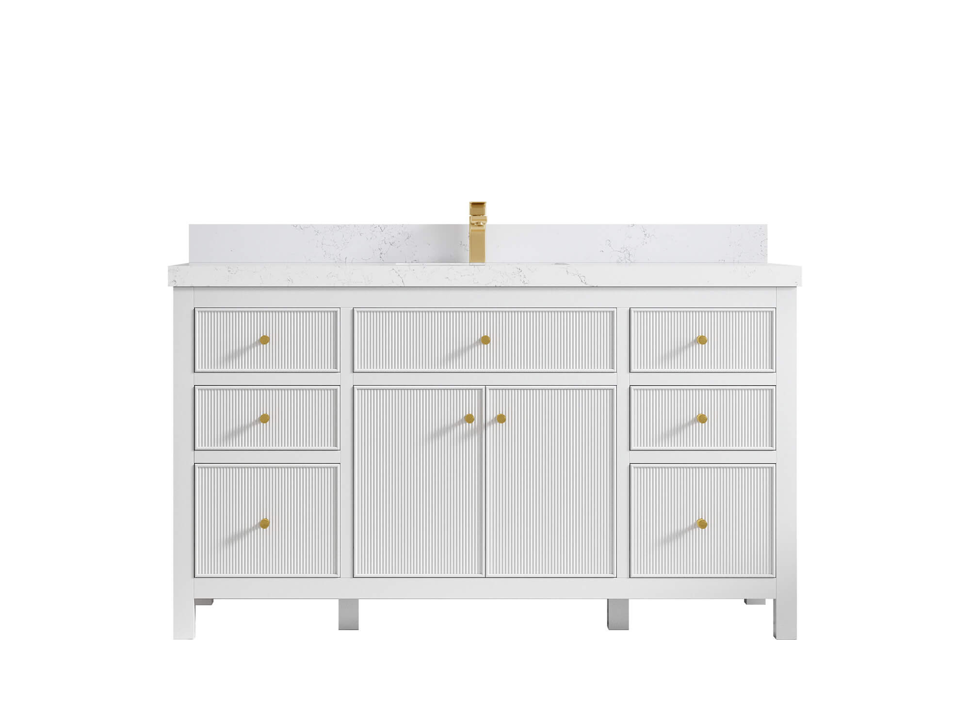 Sonoma 60 in W x 22 in D Free Standing Reeded Single Sink Bathroom Vanity