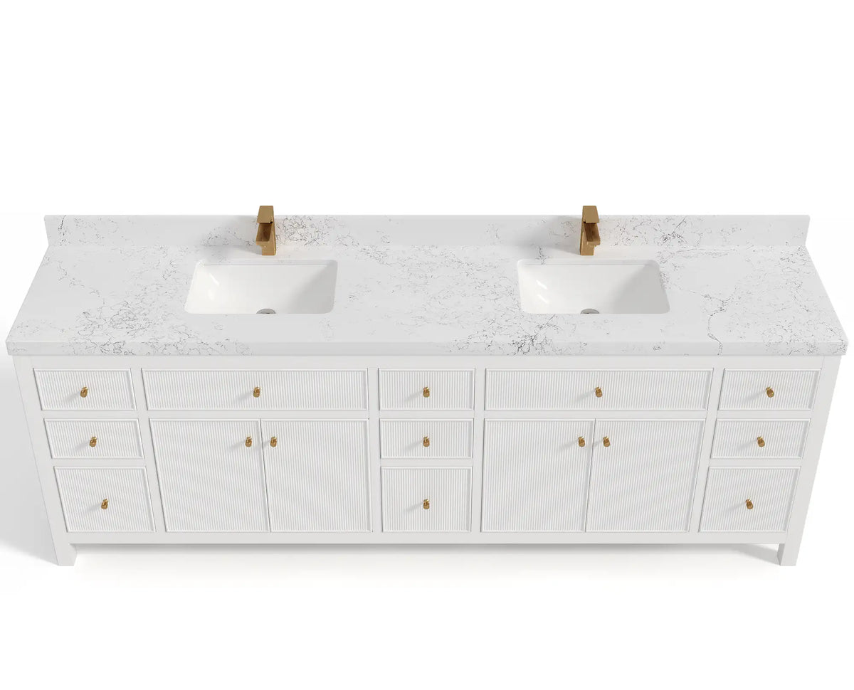 Sonoma 96 in W x 22 in D Free Standing Reeded Double Sink Bathroom Vanity