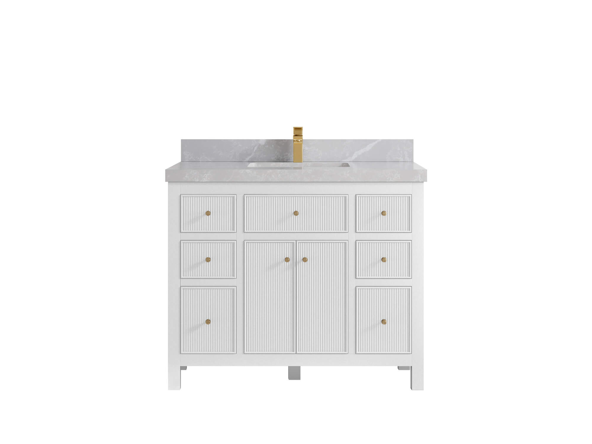 Sonoma 42 in. W x 22 in. D Single Sink Bathroom Vanity in White with 2 in. Pearl Light Gray Quartz Countertop