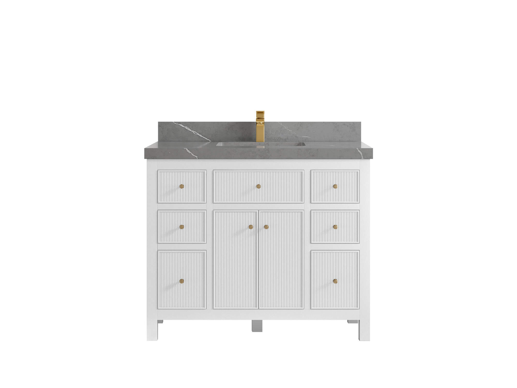 Sonoma 42 in. W x 22 in. D Single Sink Bathroom Vanity in White with 2 in. Piatra Gray Quartz Countertop