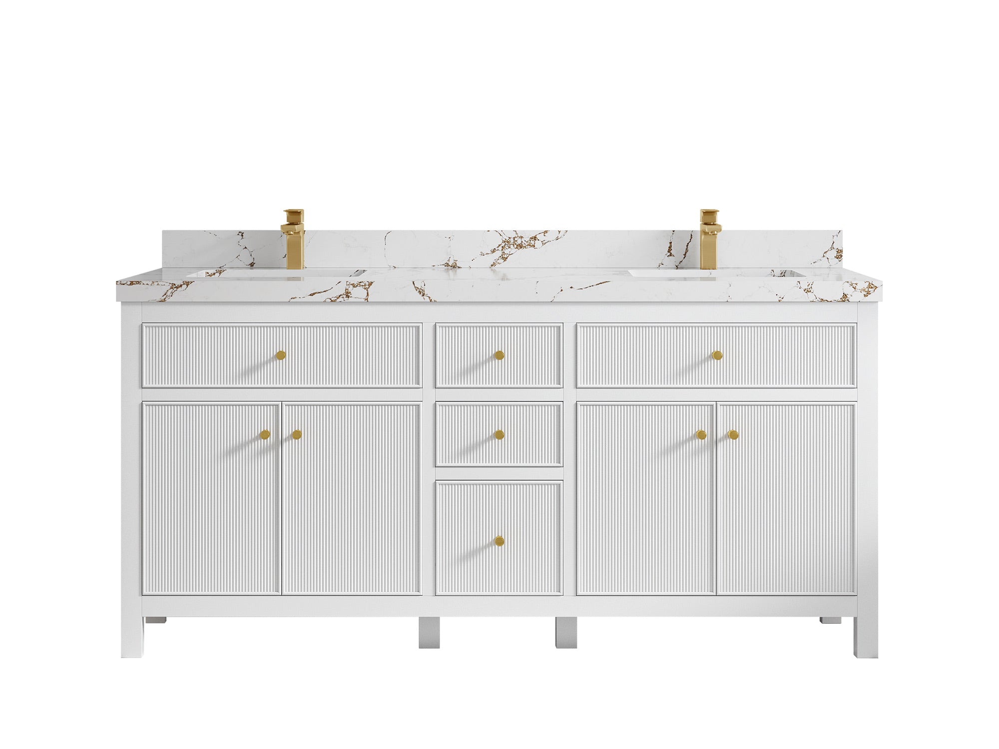 Sonoma 72 in W x 22 in D Free Standing Reeded Double Sink Bathroom Vanity
