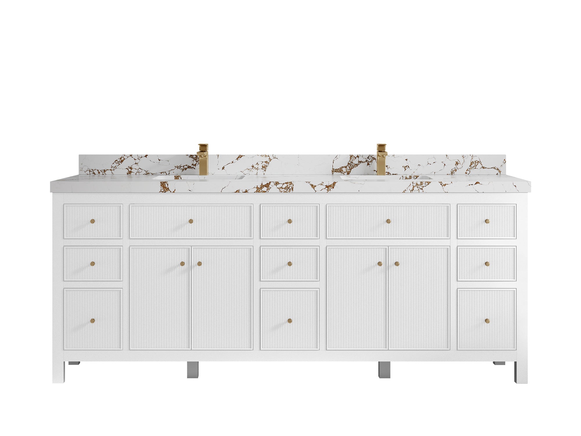 Sonoma 84 in W x 22 in D Free Standing Reeded Double Sink Bathroom Vanity