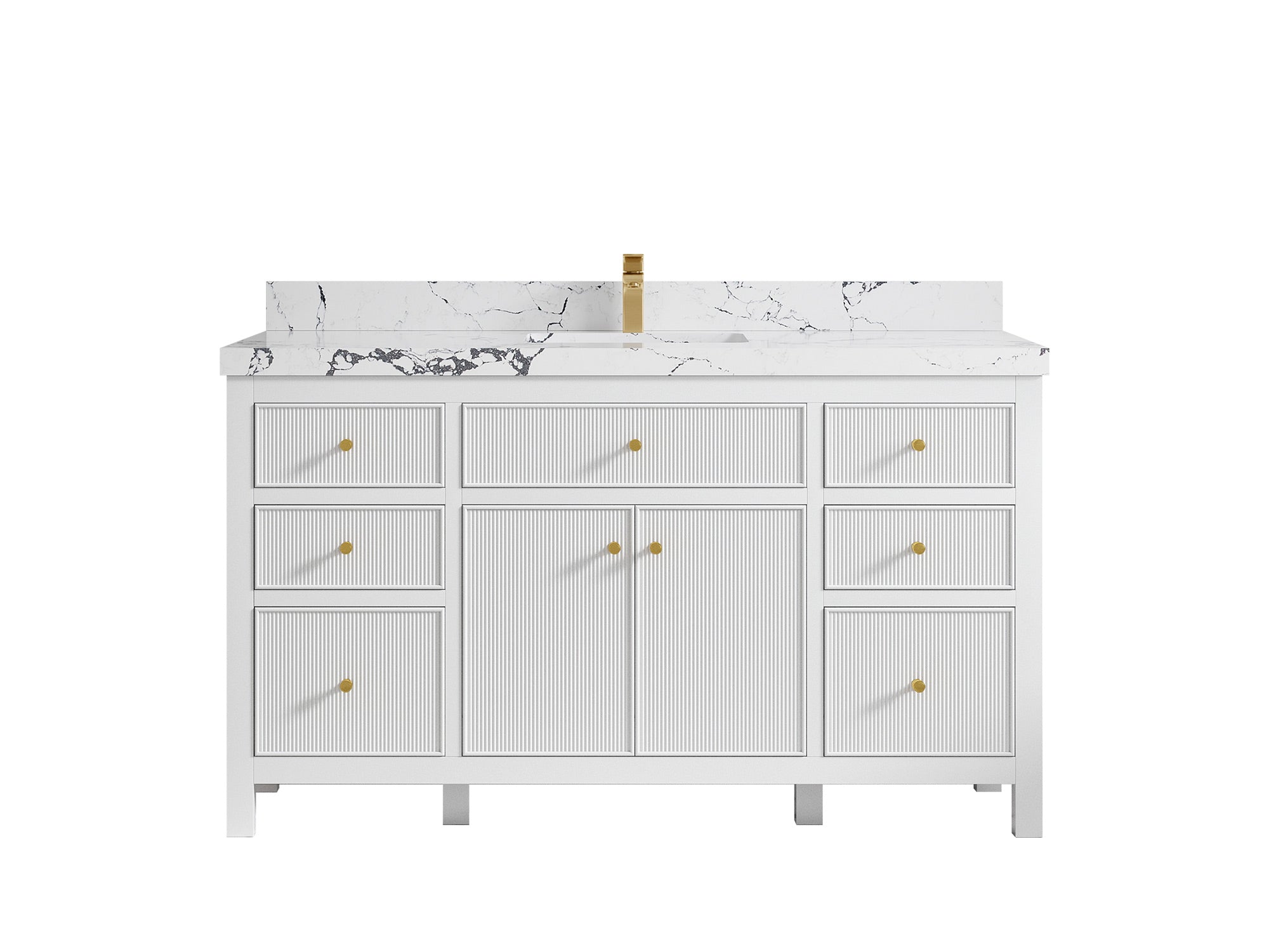 Sonoma 60 in W x 22 in D Free Standing Reeded Single Sink Bathroom Vanity