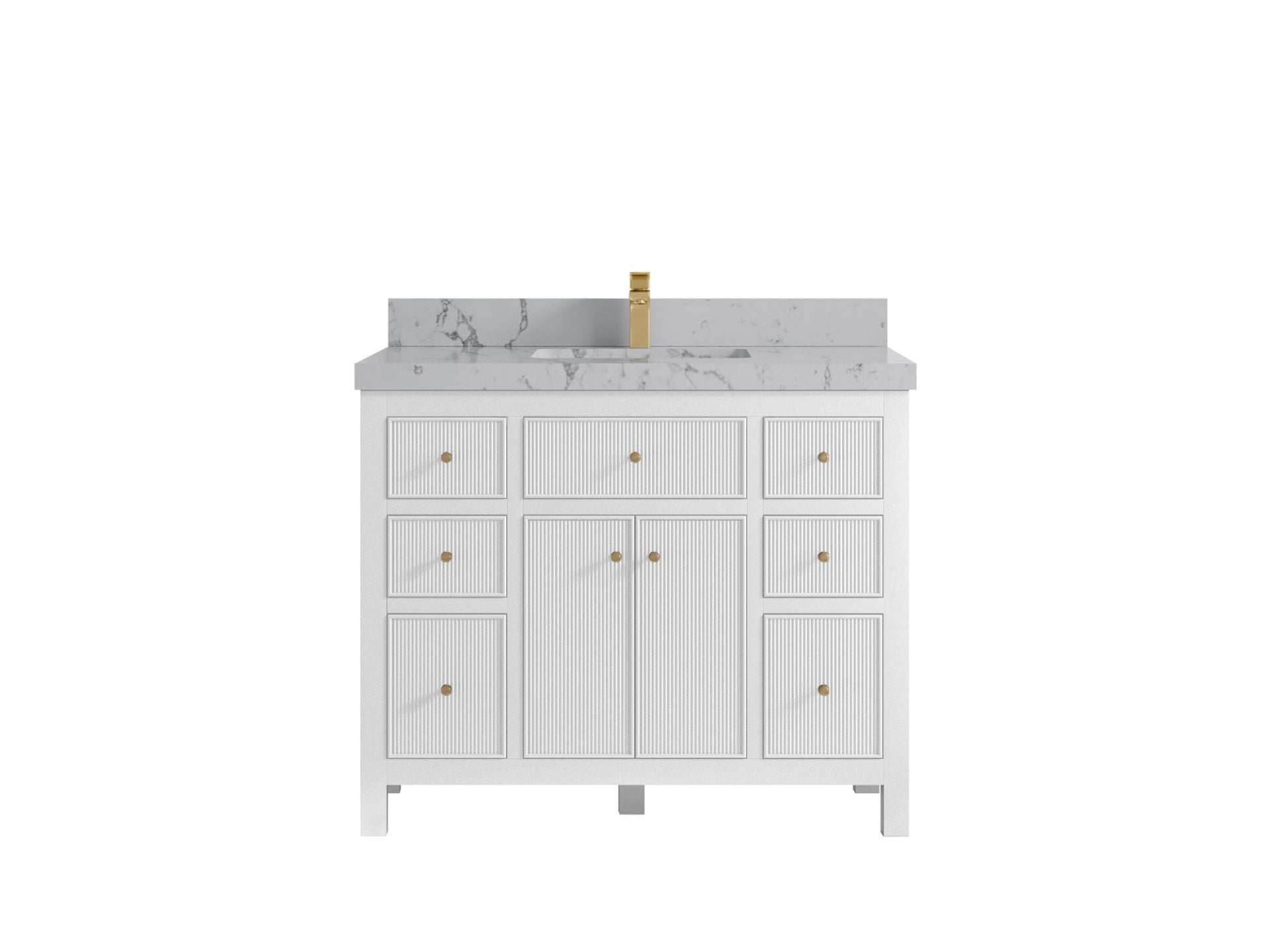 Sonoma 42 in. W x 22 in. D Single Sink Bathroom Vanity in White with 2 in. Venatino Quartz Countertop