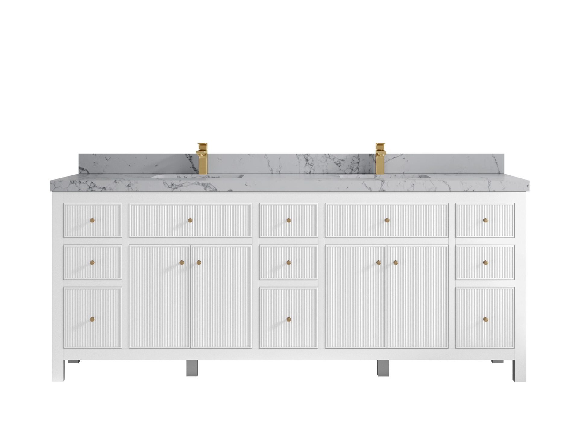 Sonoma 84 in W x 22 in D Free Standing Reeded Double Sink Bathroom Vanity