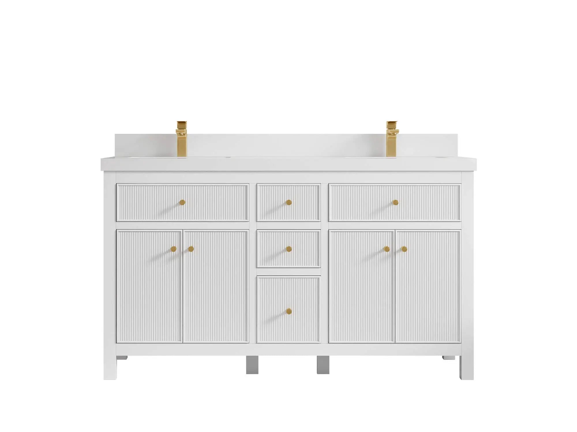 Sonoma 60 in W x 22 in D Free Standing Reeded Double Sink Bathroom Vanity