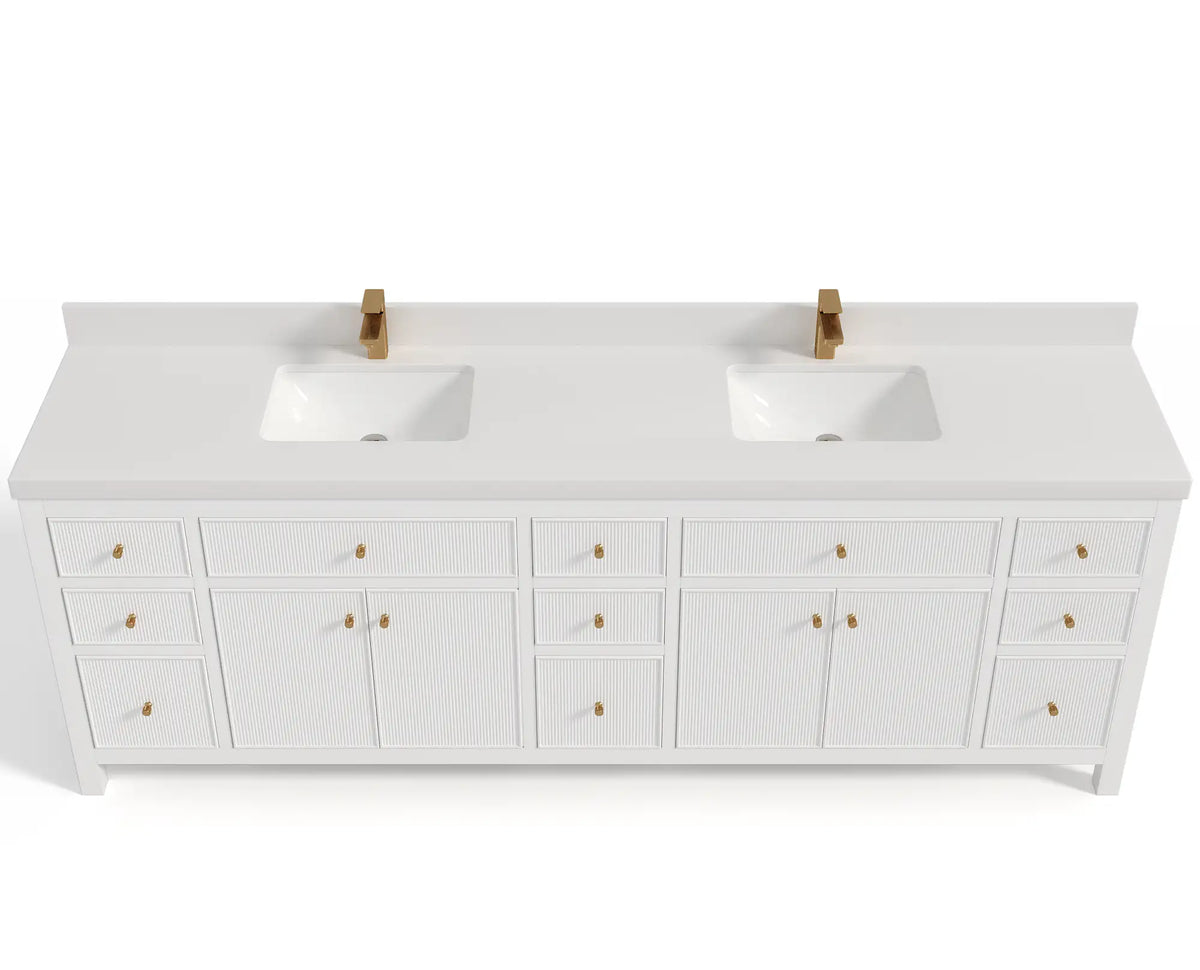 Sonoma 96 in W x 22 in D Free Standing Reeded Double Sink Bathroom Vanity