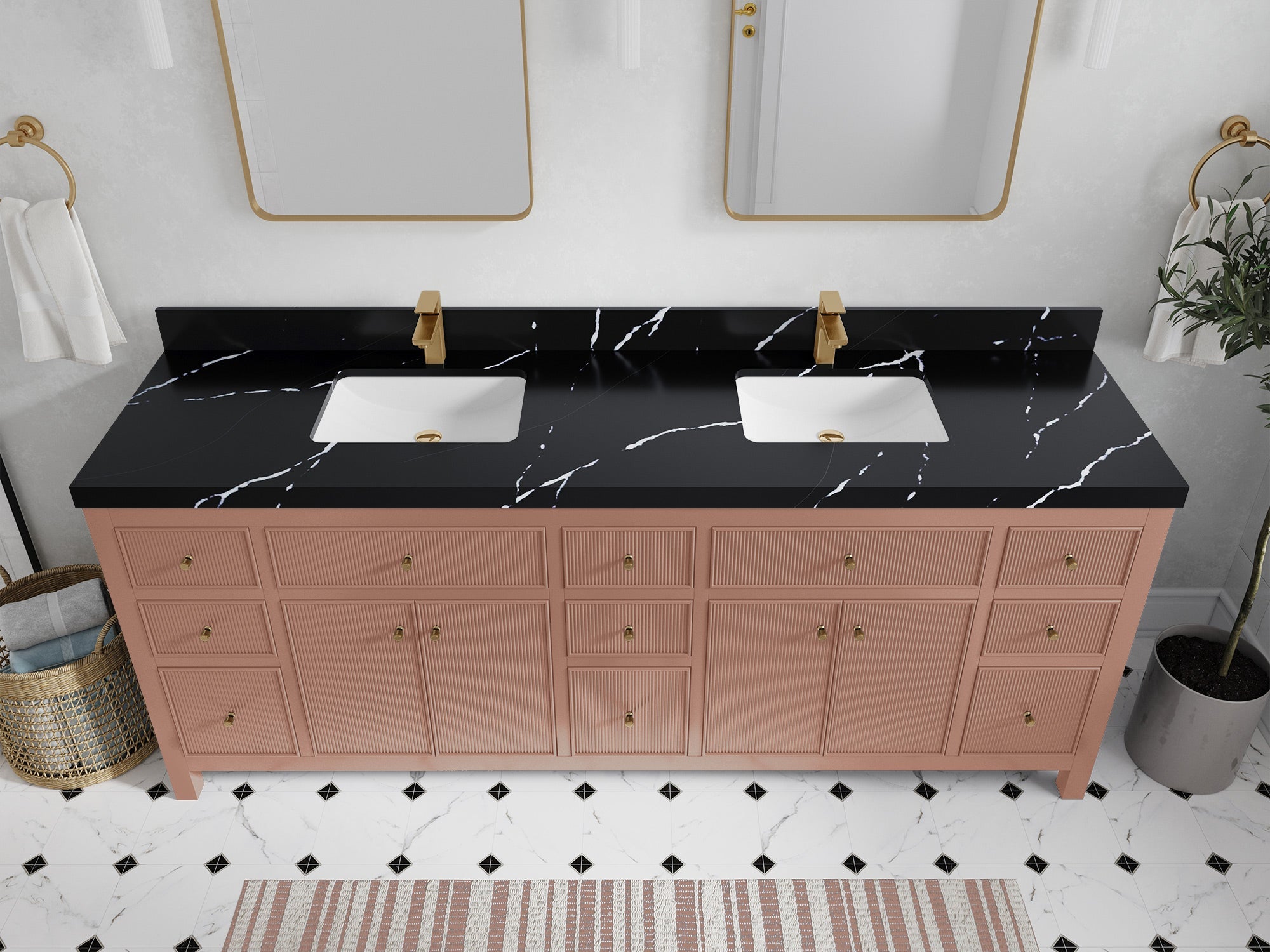 Sonoma 84 in W x 22 in D Free Standing Reeded Double Sink Bathroom Vanity