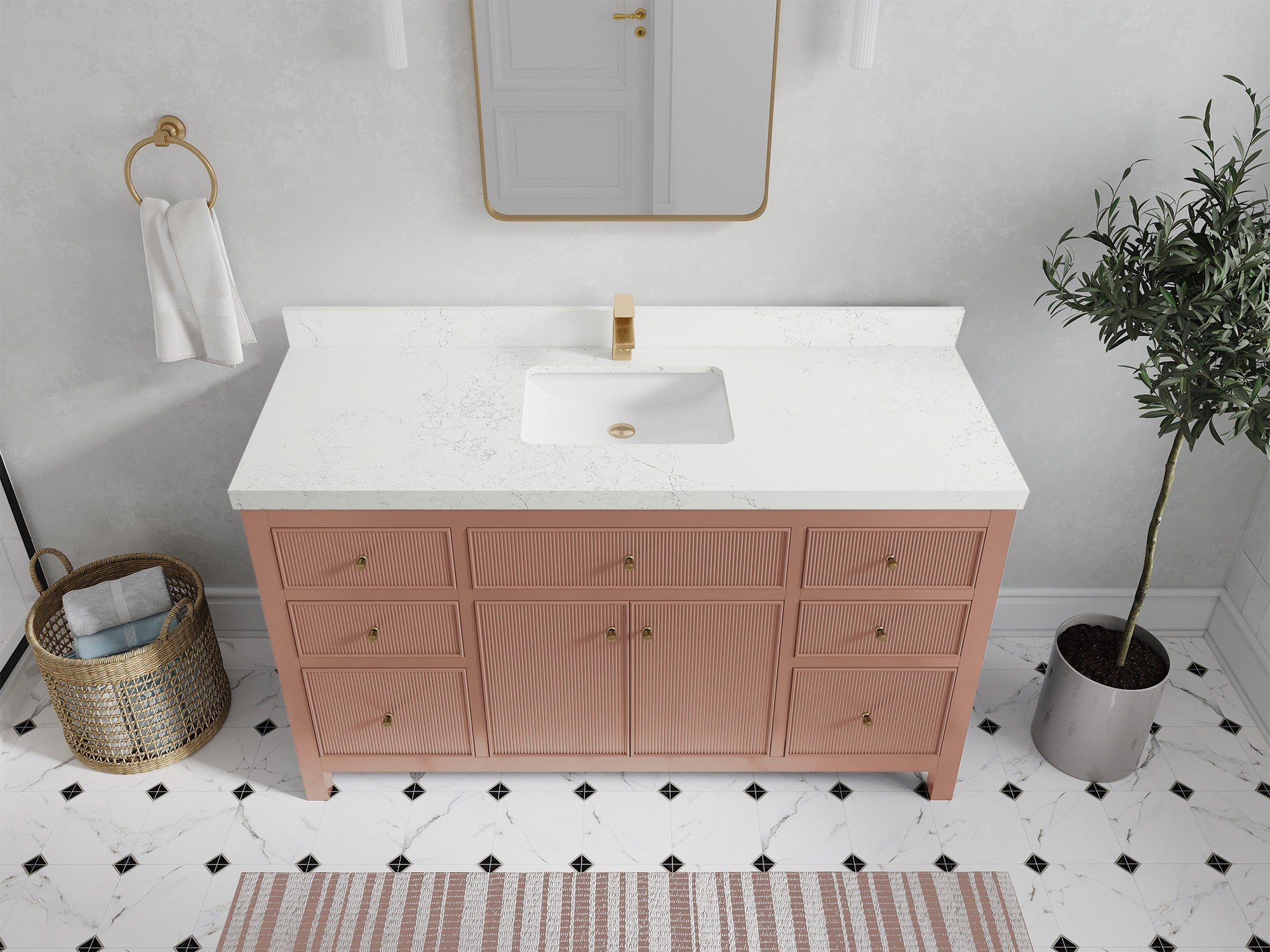 Sonoma 60 in W x 22 in D Free Standing Reeded Single Sink Bathroom Vanity
