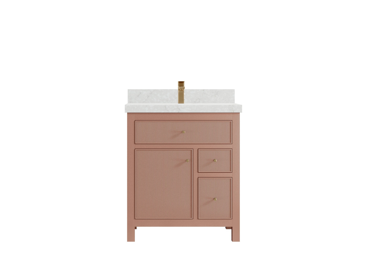 Sonoma 30 inch Warm Terracotta vanity with Frosty Carrara Quartz — front view