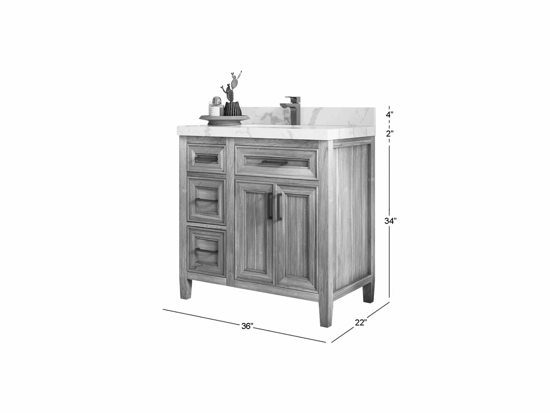Santa Monica Teak Wood 36 in. W x 22 in. D Center Sink Bathroom Vanity