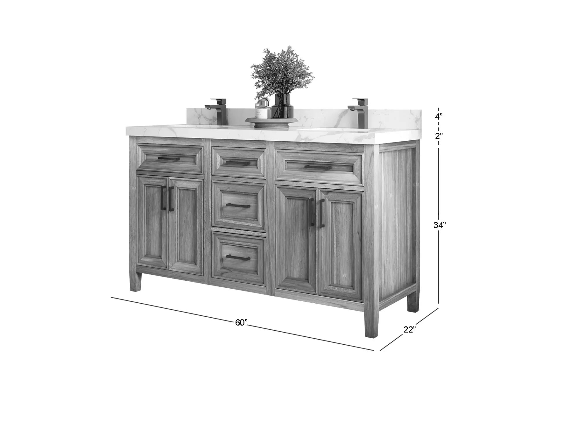 Santa Monica Teak Wood 60 in. W x 22 in. D Double Sink Bathroom Vanity