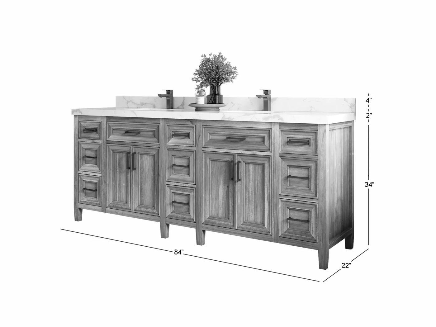 Santa Monica Teak Wood 84 in. W x 22 in. D Double Sink Bathroom Vanity