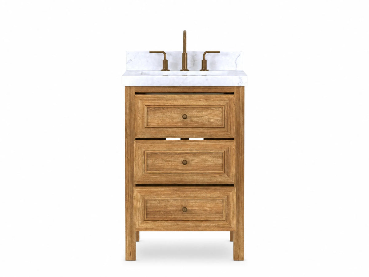 Nashville Teak Wood 24 in. W x 22 in. D Single Sink Bathroom Vanity