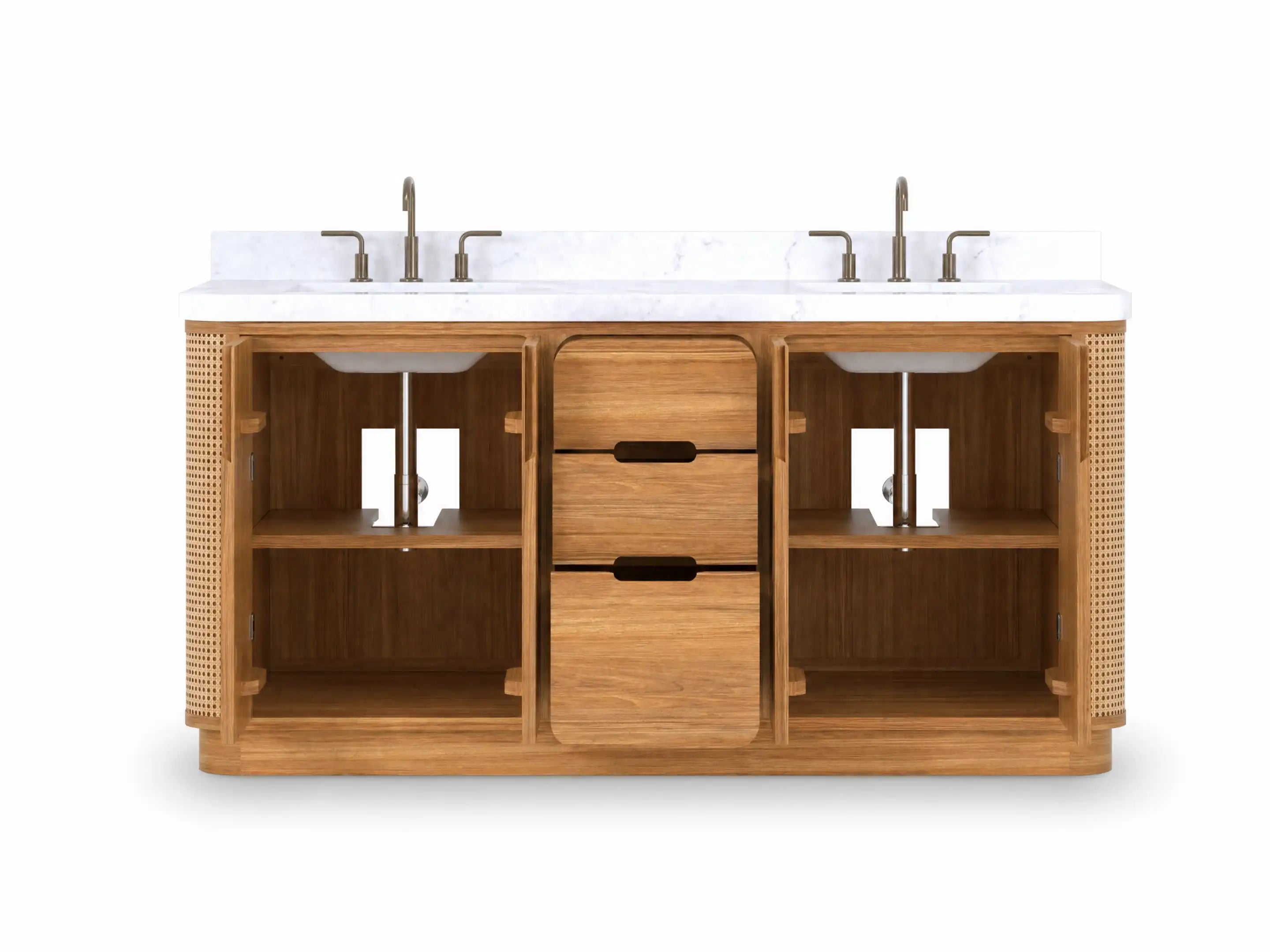 Ventura Teak Wood 72 in. W x 22 in. D Double Sink Bathroom Vanity