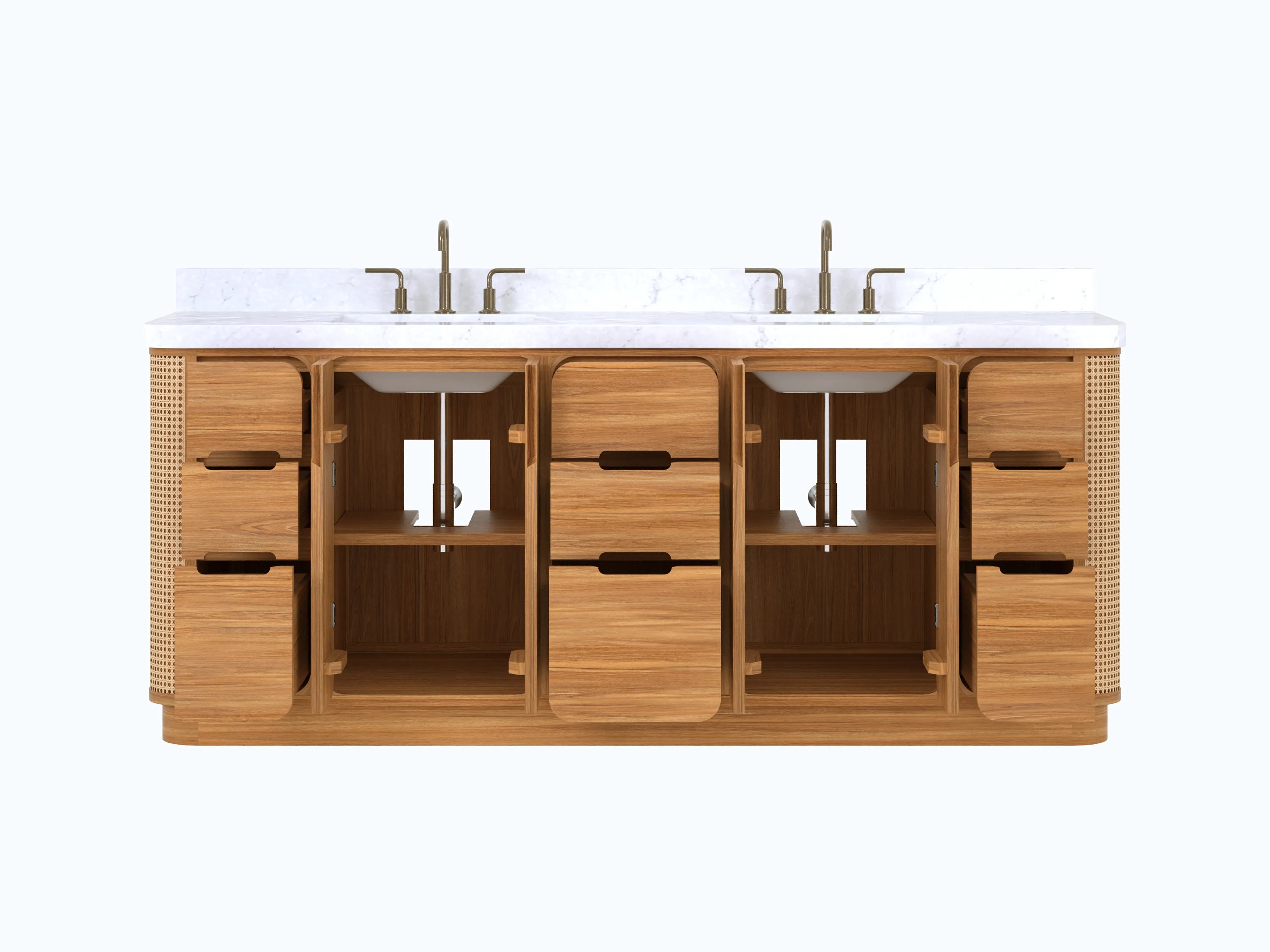 Ventura Teak Wood 84 in. W x 22 in. D Double Sink Bathroom Vanity