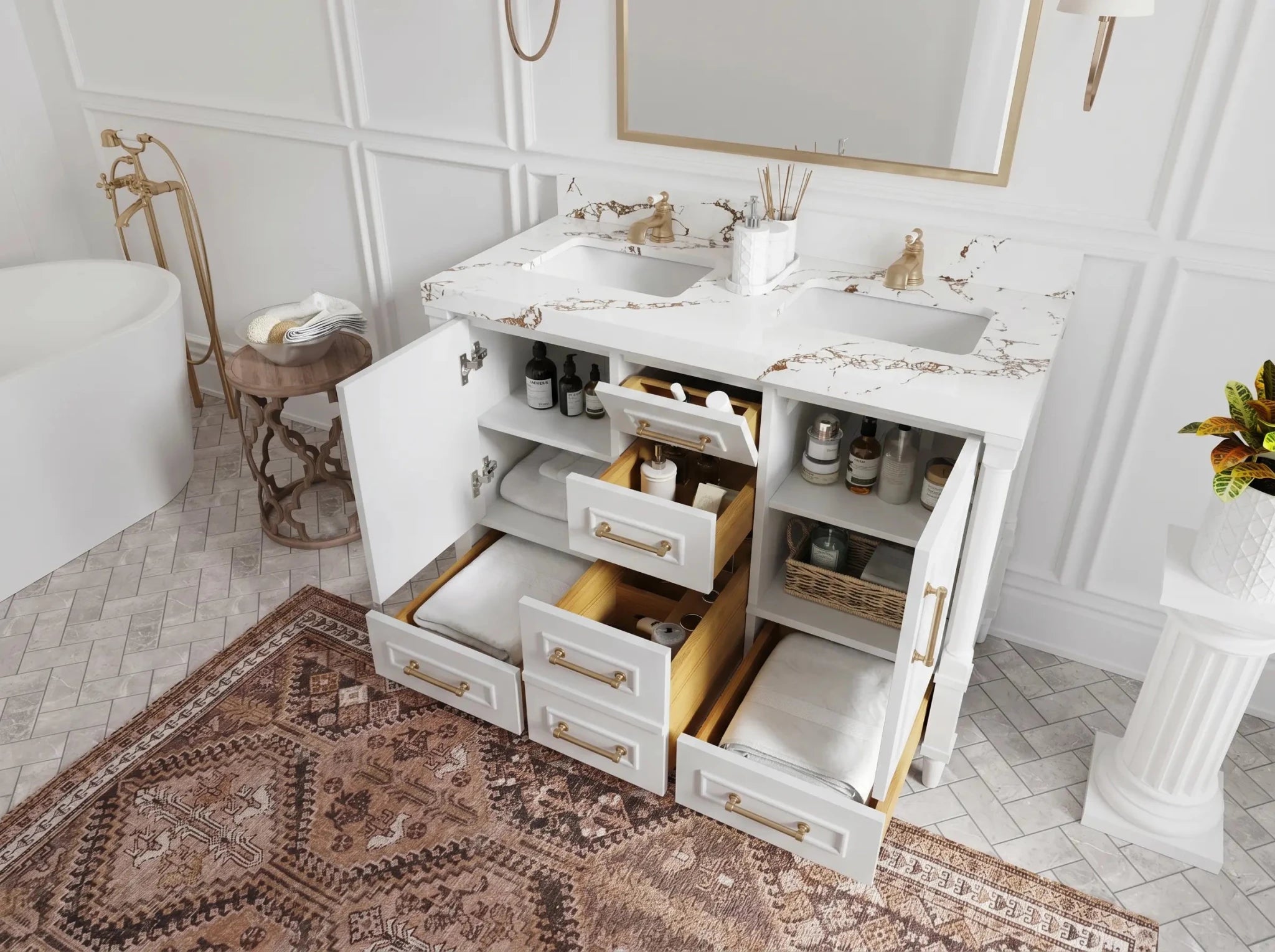 Aberdeen 48 in. W x 22 in. D Double Sink Bathroom Vanity - Willow Bath and Vanity