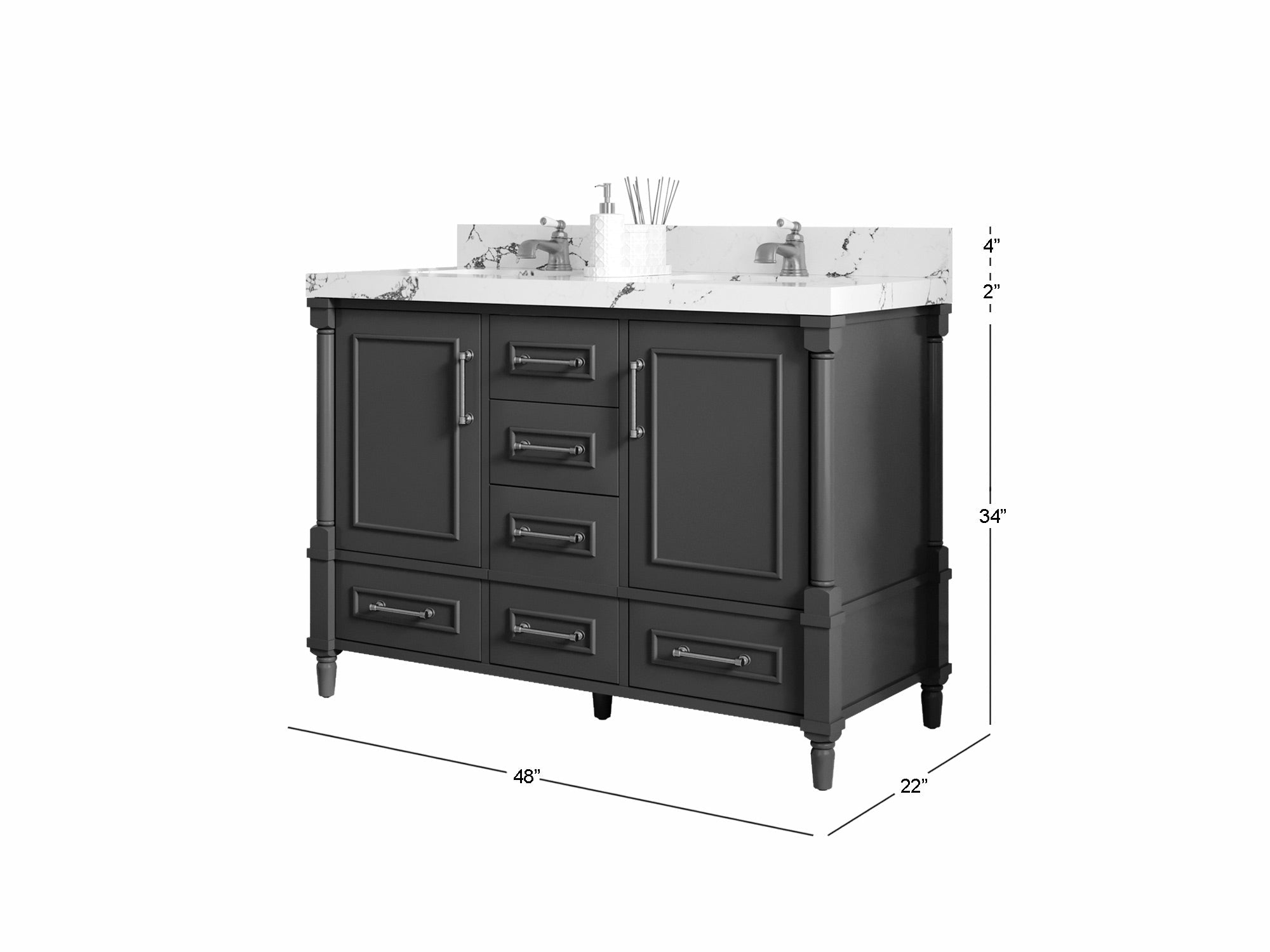 Aberdeen 48 in. W x 22 in. D Double Sink Bathroom Vanity - Willow Bath and Vanity