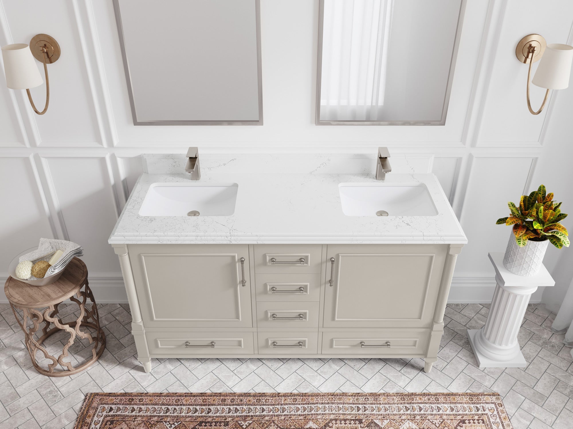 Aberdeen 60 in. W x 22 in. D Double Sink Bathroom Vanity - Willow Bath and Vanity