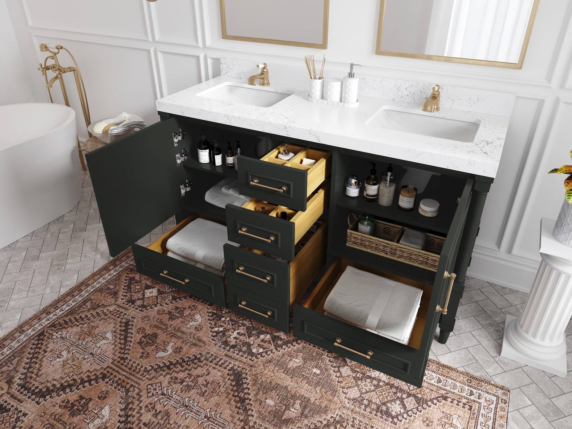 Aberdeen 60 in. W x 22 in. D Double Sink Bathroom Vanity - Willow Bath and Vanity