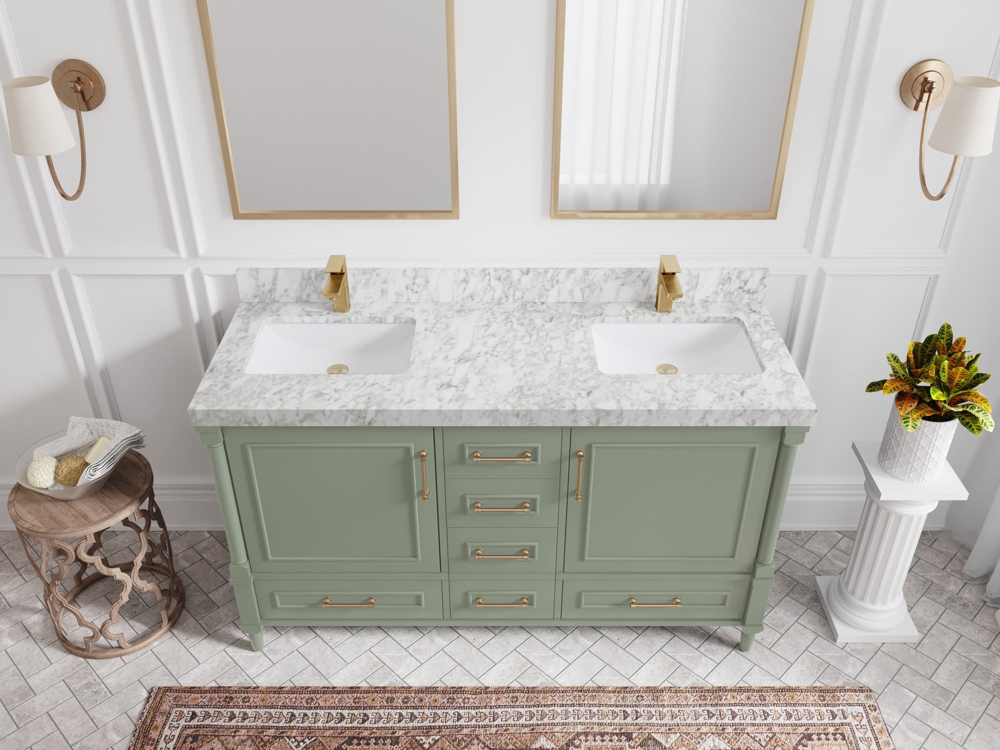Aberdeen 60 in. W x 22 in. D Double Sink Bathroom Vanity - Willow Bath and Vanity