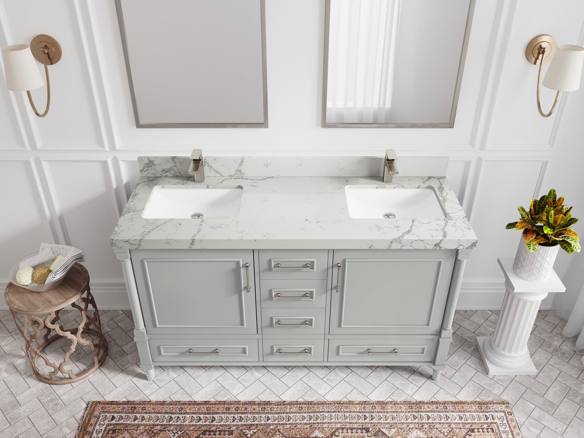 Aberdeen 60 in. W x 22 in. D Double Sink Bathroom Vanity - Willow Bath and Vanity