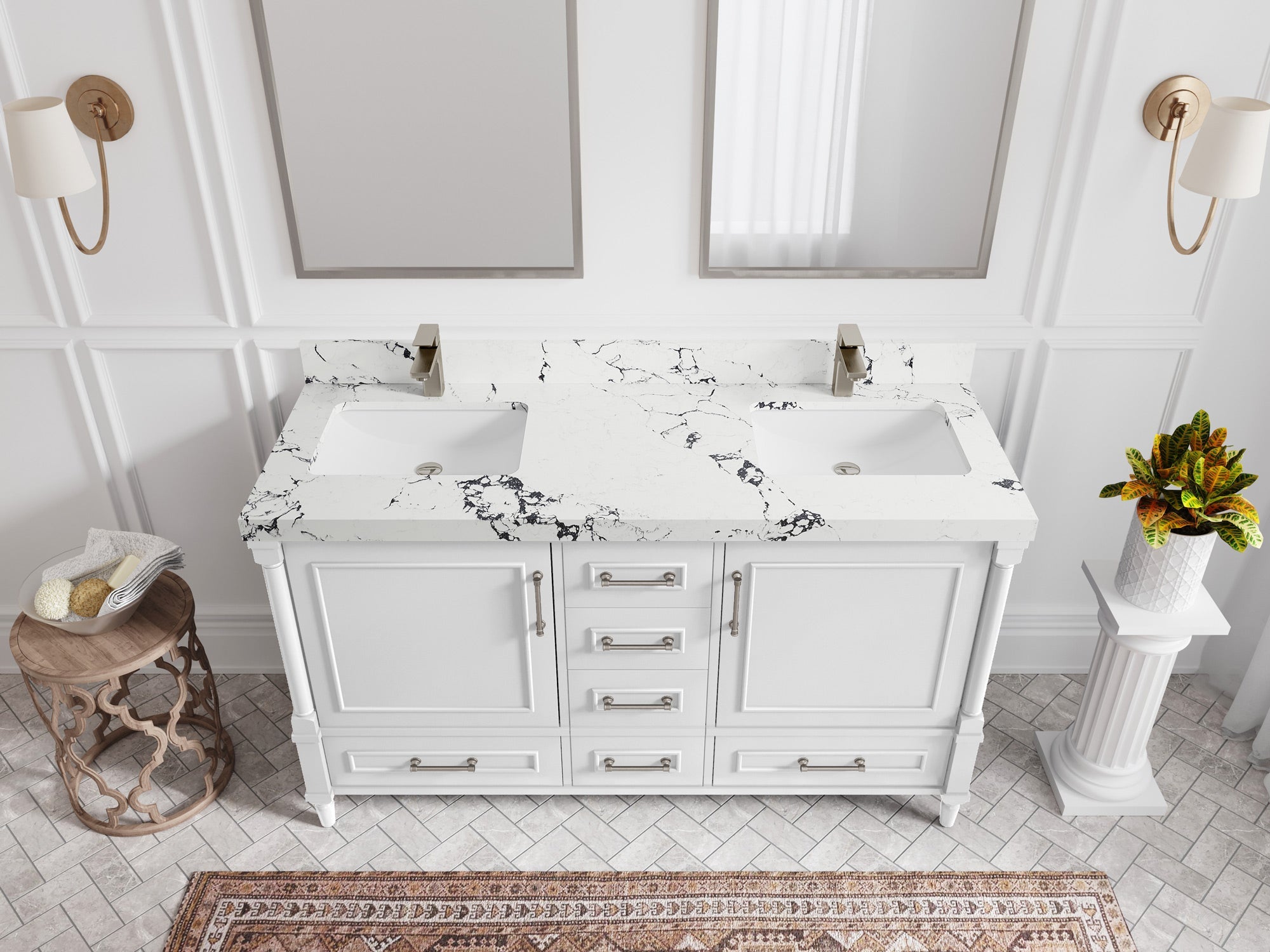 Aberdeen 60 in. W x 22 in. D Double Sink Bathroom Vanity - Willow Bath and Vanity