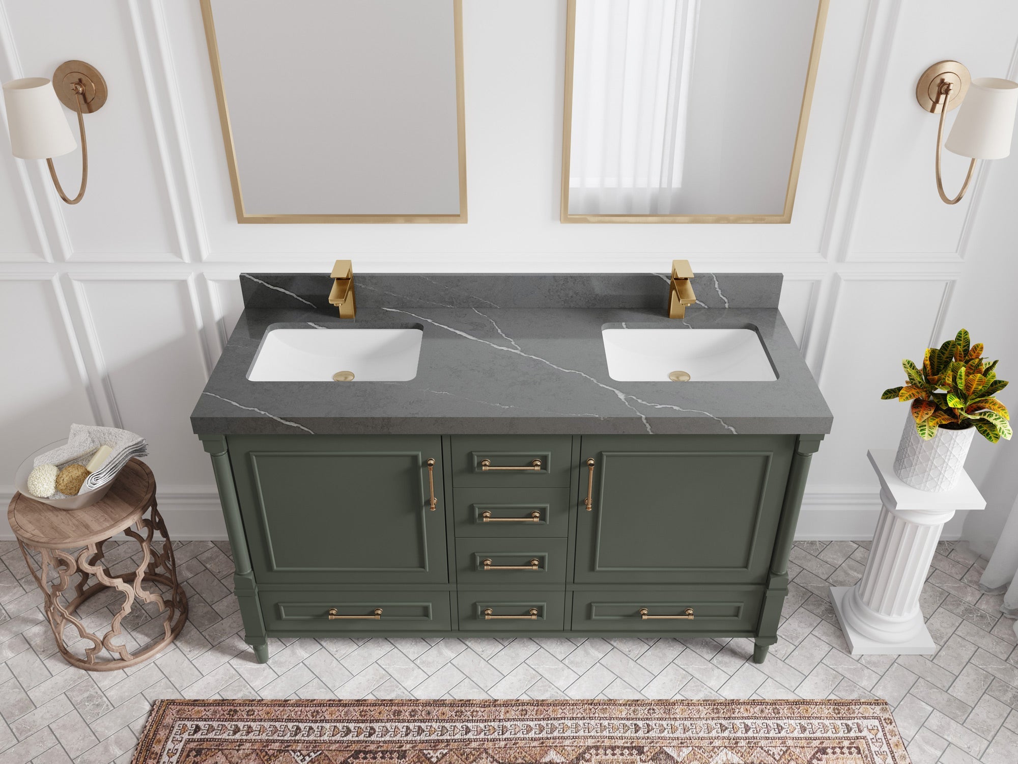 Aberdeen 60 in. W x 22 in. D Double Sink Bathroom Vanity - Willow Bath and Vanity