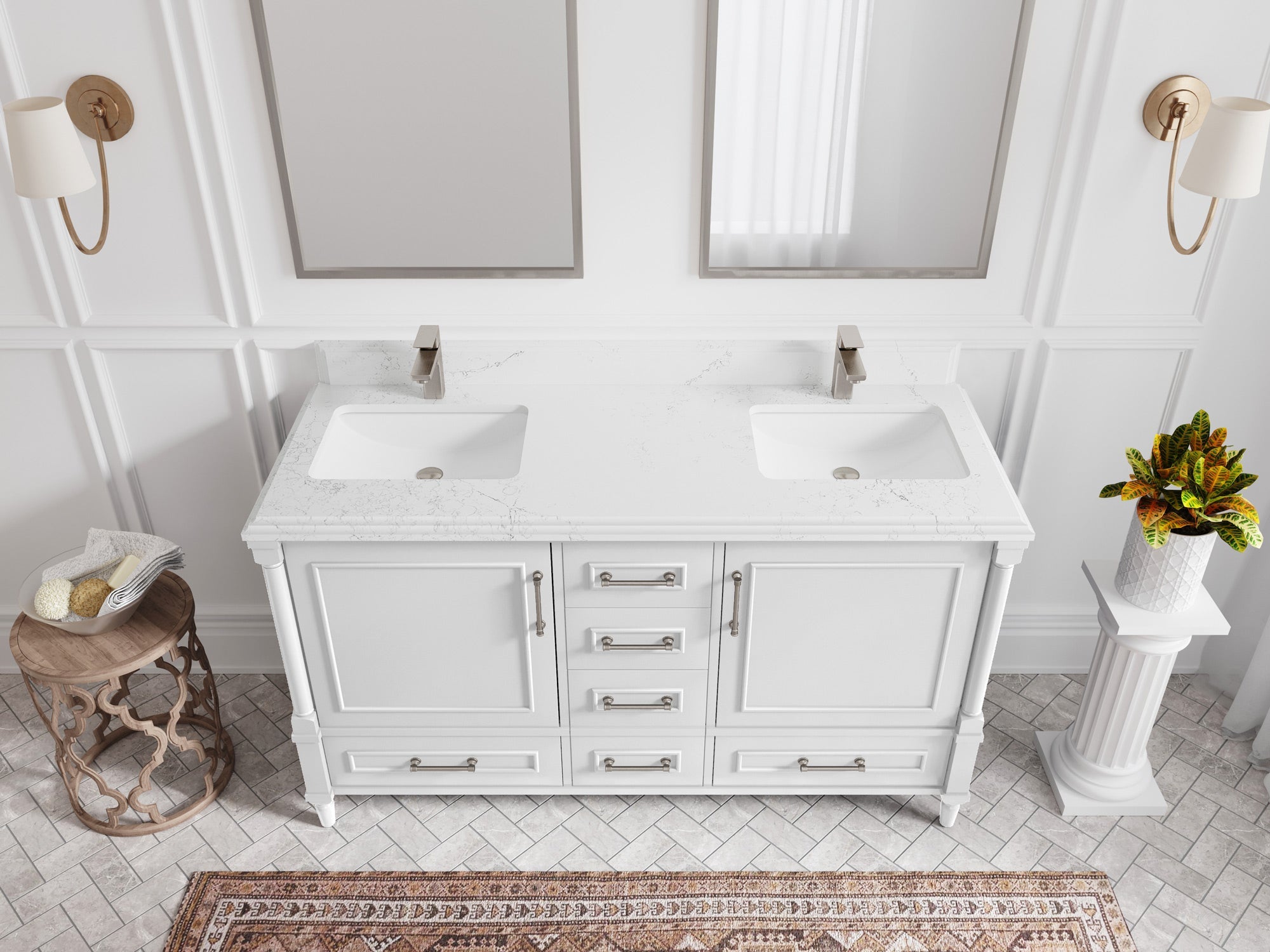 Aberdeen 60 in. W x 22 in. D Double Sink Bathroom Vanity - Willow Bath and Vanity