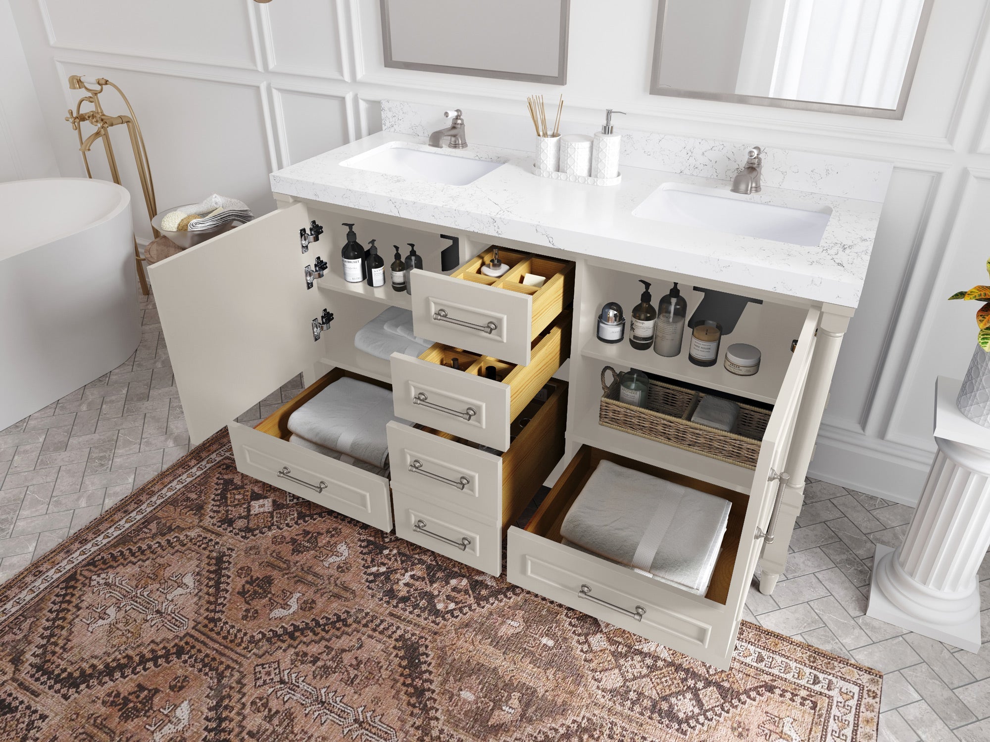Aberdeen 60 in. W x 22 in. D Double Sink Bathroom Vanity - Willow Bath and Vanity