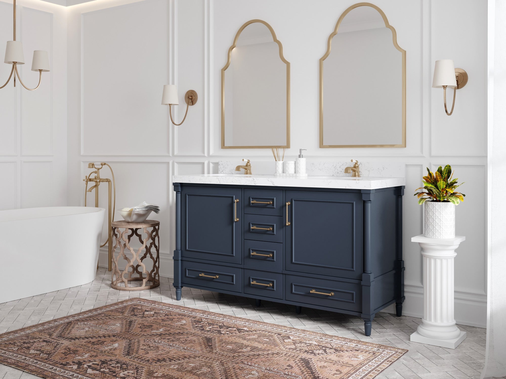 Aberdeen 60 in. W x 22 in. D Double Sink Bathroom Vanity - Willow Bath and Vanity
