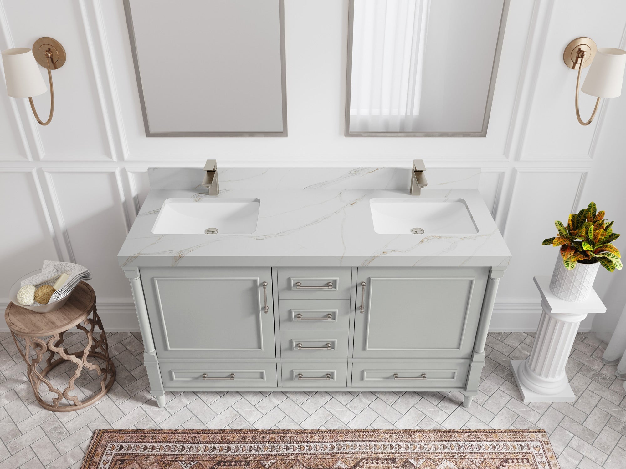 Aberdeen 60 in. W x 22 in. D Double Sink Bathroom Vanity - Willow Bath and Vanity