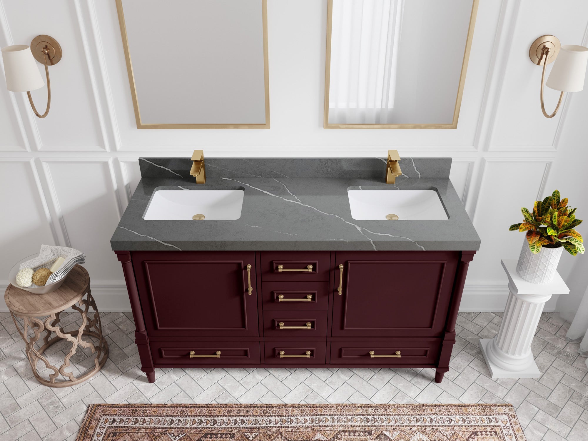 Aberdeen 60 in. W x 22 in. D Double Sink Bathroom Vanity - Willow Bath and Vanity