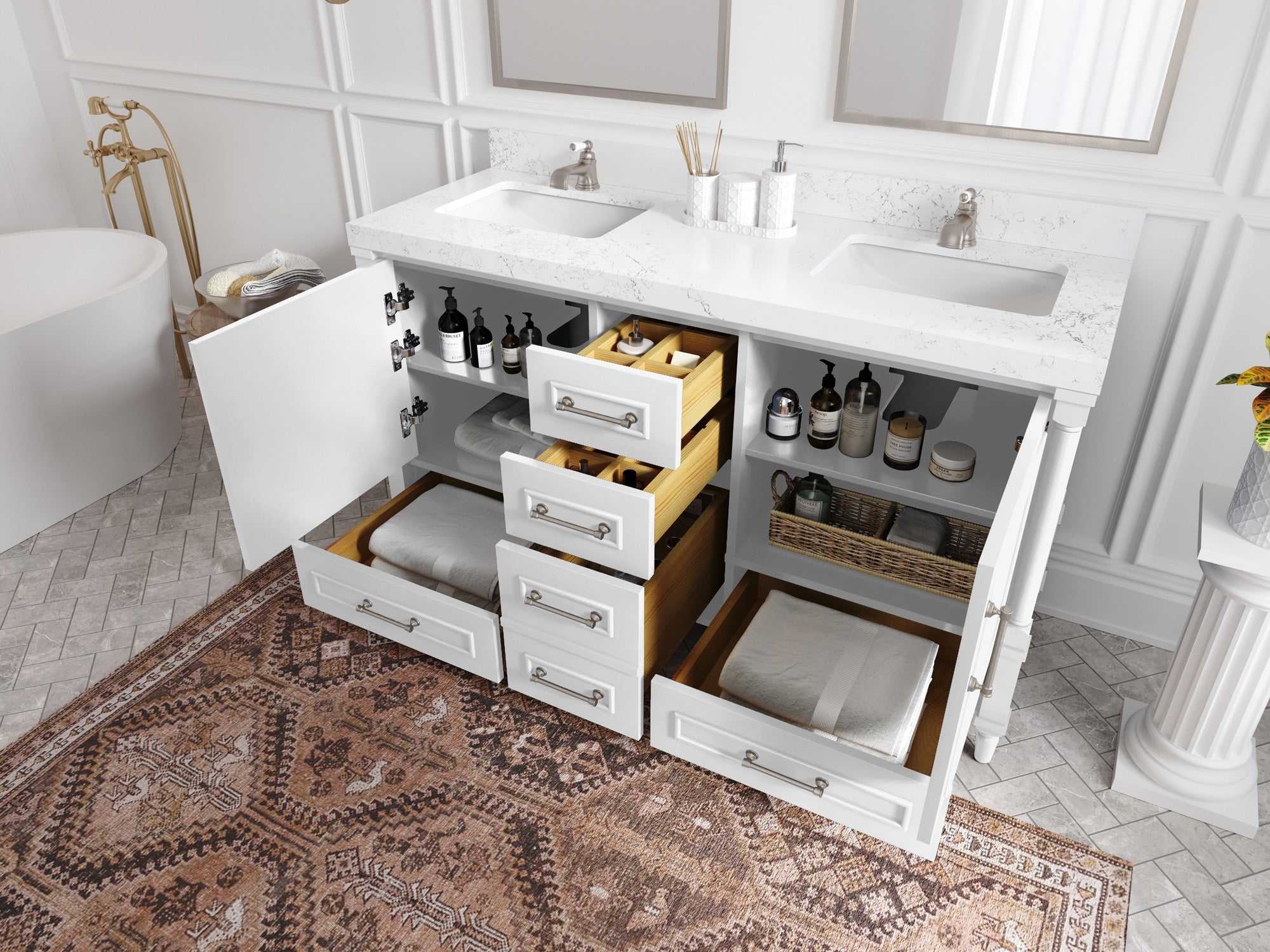 Aberdeen 60 in. W x 22 in. D Double Sink Bathroom Vanity - Willow Bath and Vanity