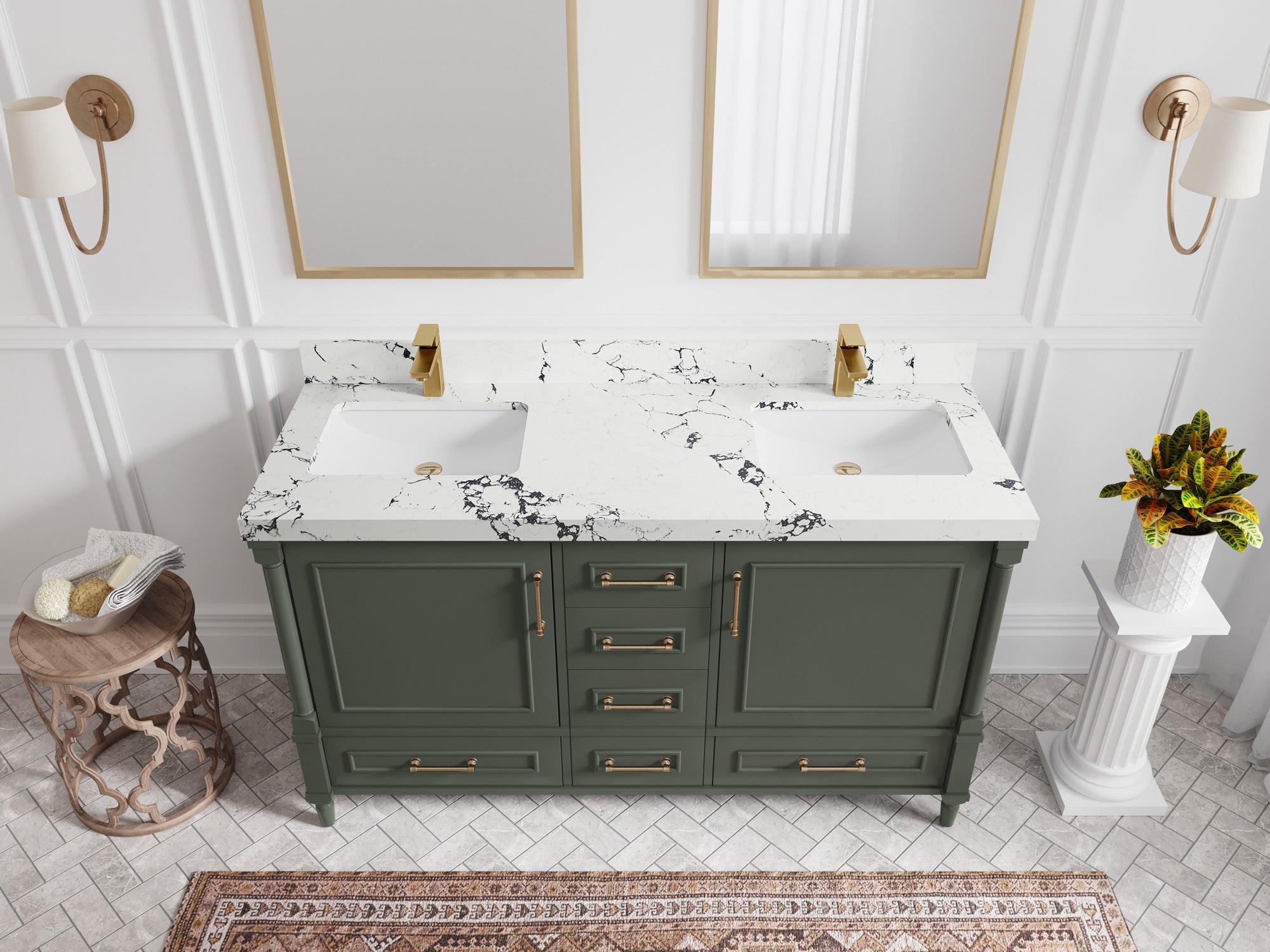 Aberdeen 60 in. W x 22 in. D Double Sink Bathroom Vanity - Willow Bath and Vanity