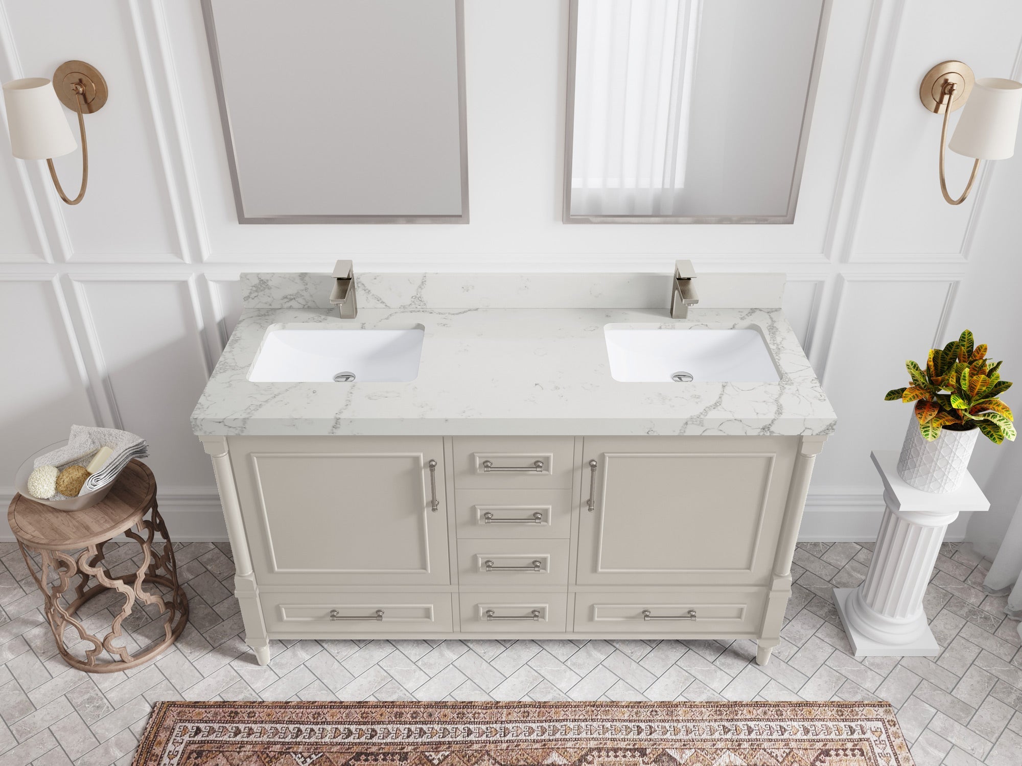 Aberdeen 60 in. W x 22 in. D Double Sink Bathroom Vanity - Willow Bath and Vanity