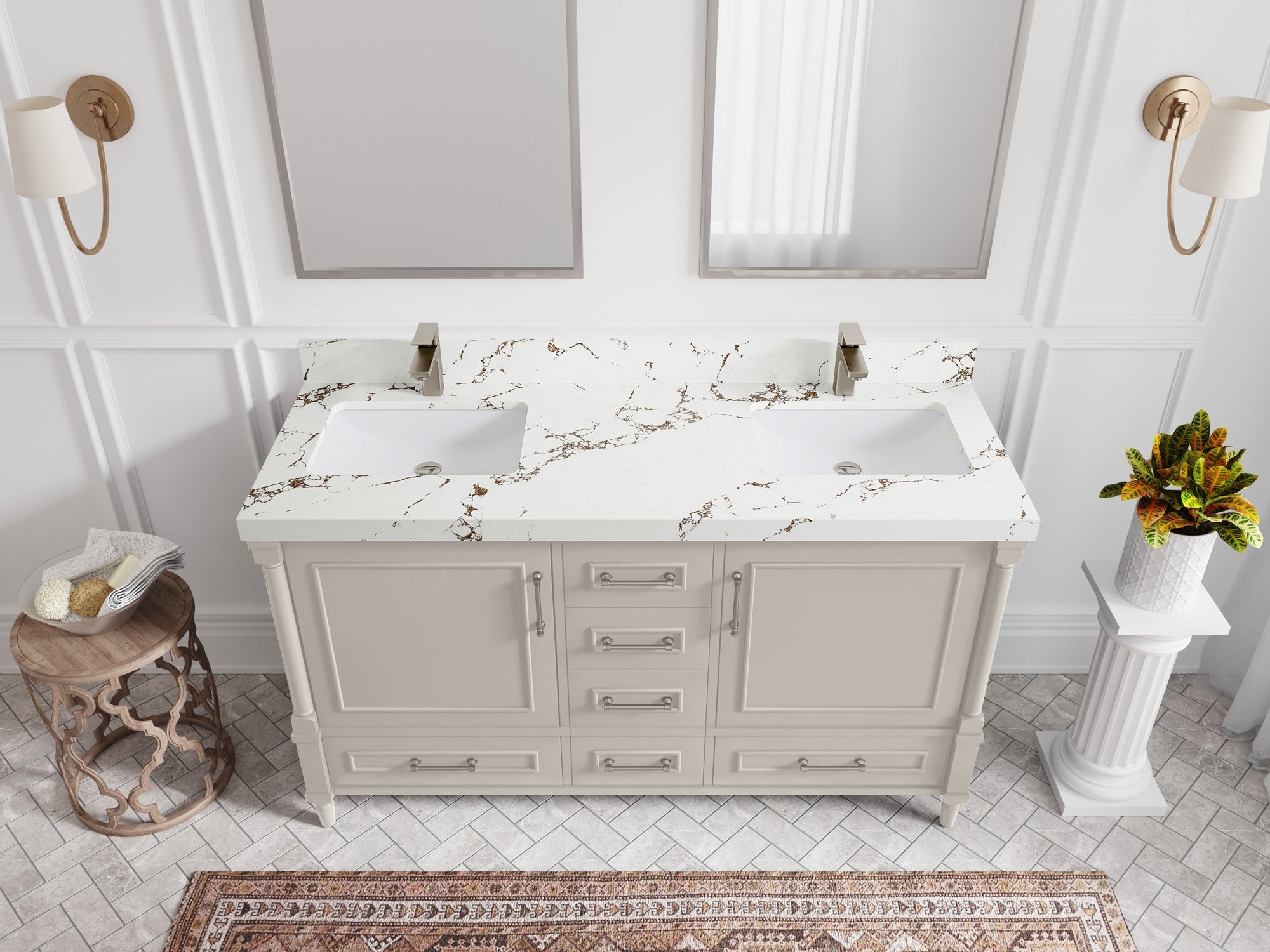 Aberdeen 60 in. W x 22 in. D Double Sink Bathroom Vanity - Willow Bath and Vanity