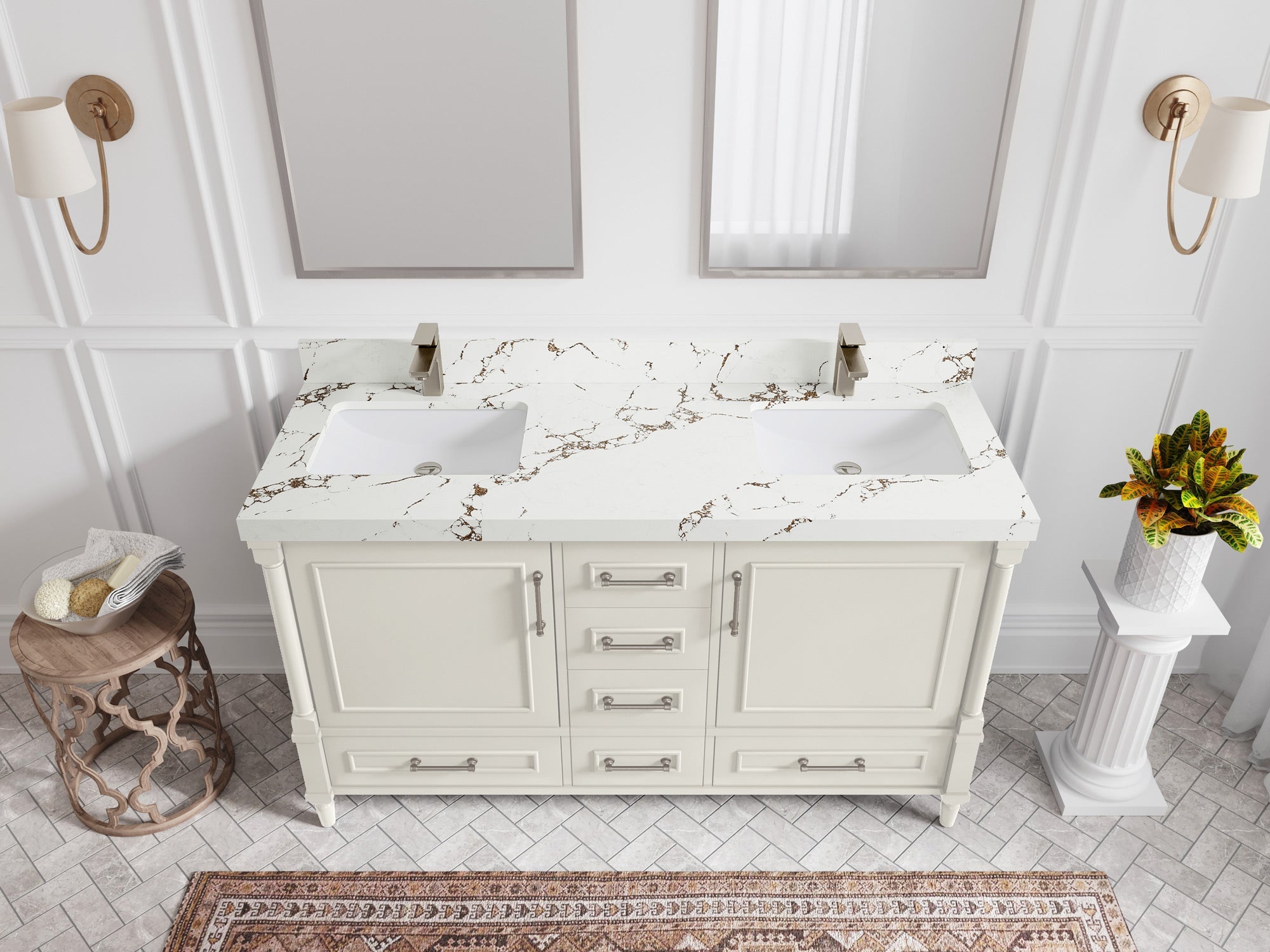 Aberdeen 60 in. W x 22 in. D Double Sink Bathroom Vanity - Willow Bath and Vanity