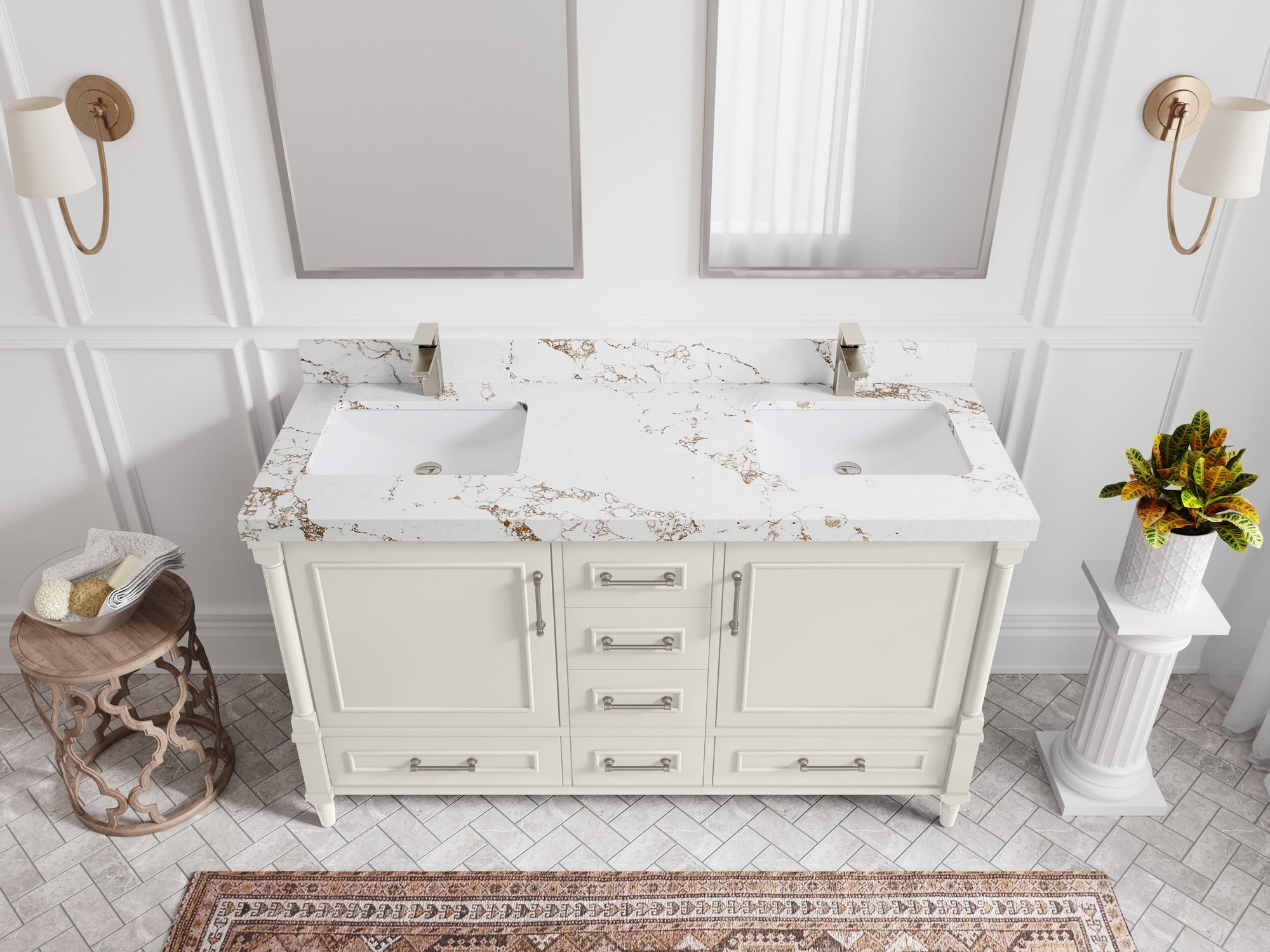 Aberdeen 60 in. W x 22 in. D Double Sink Bathroom Vanity - Willow Bath and Vanity