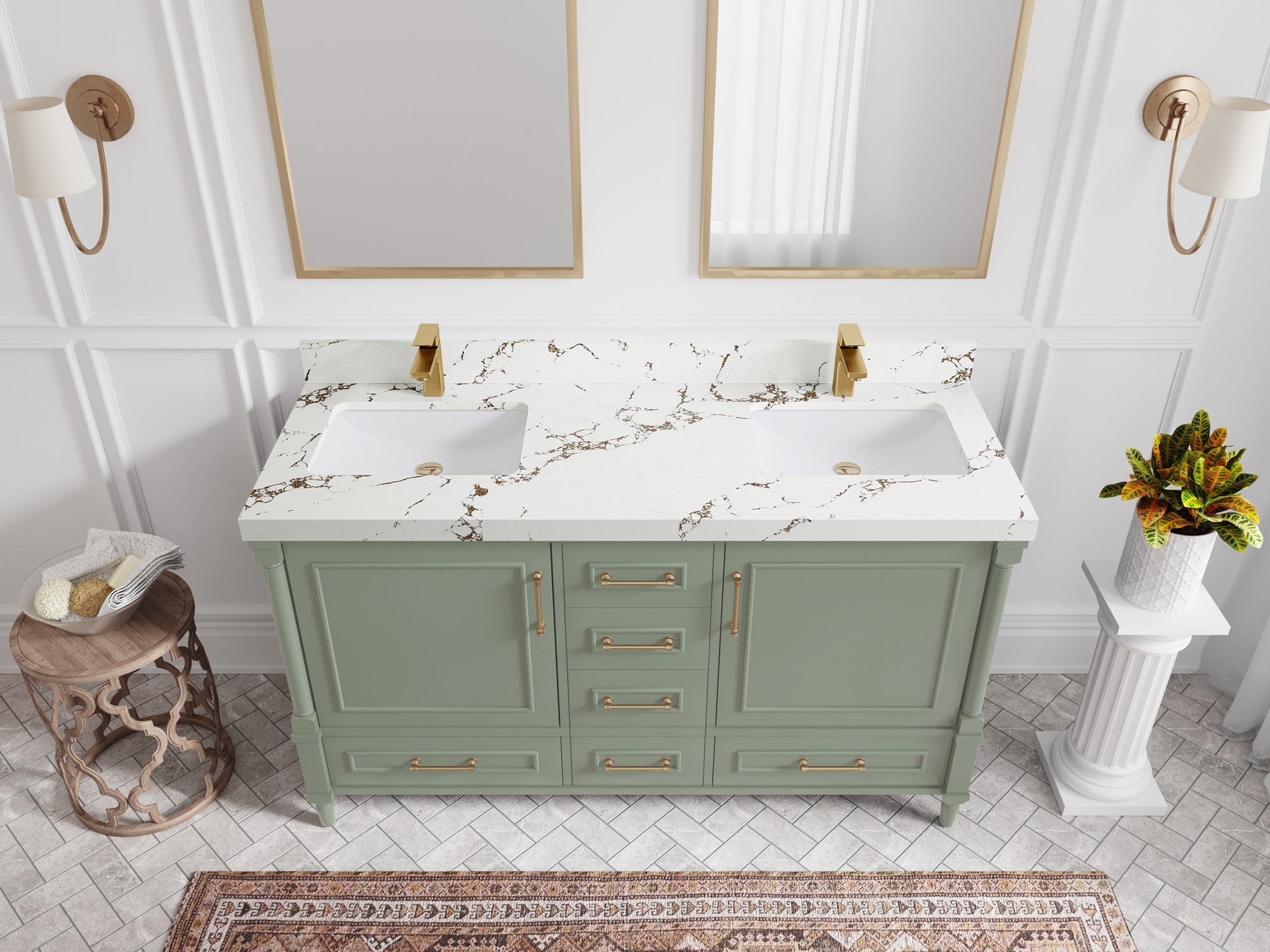 Aberdeen 60 in. W x 22 in. D Double Sink Bathroom Vanity - Willow Bath and Vanity