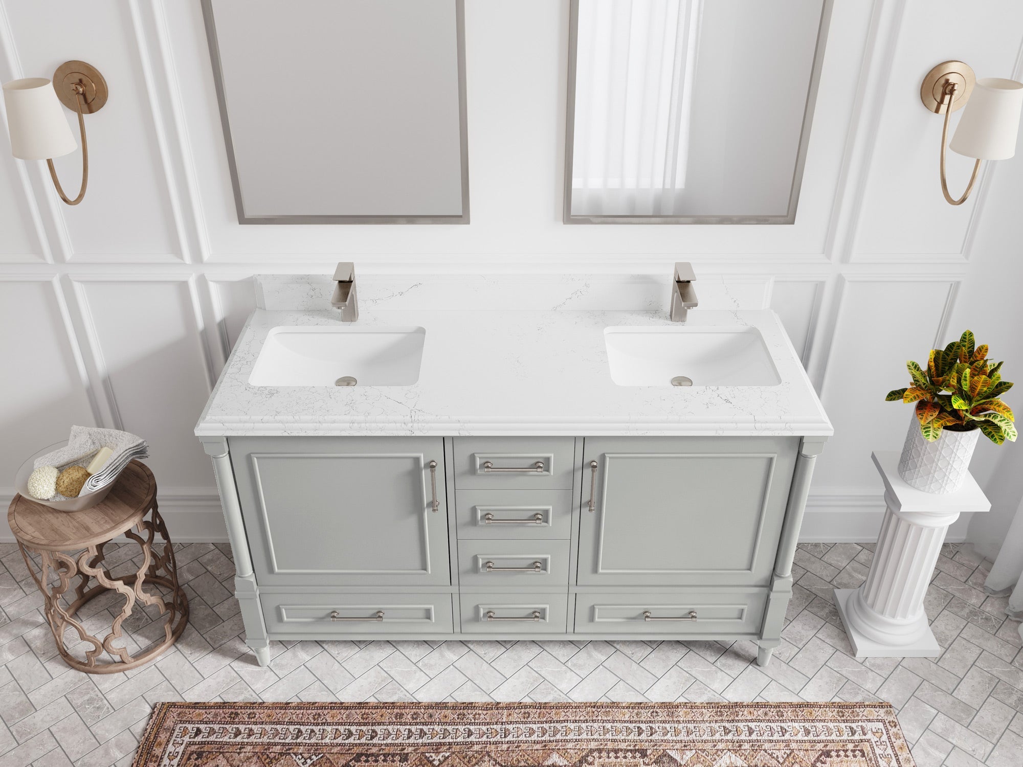 Aberdeen 60 in. W x 22 in. D Double Sink Bathroom Vanity - Willow Bath and Vanity