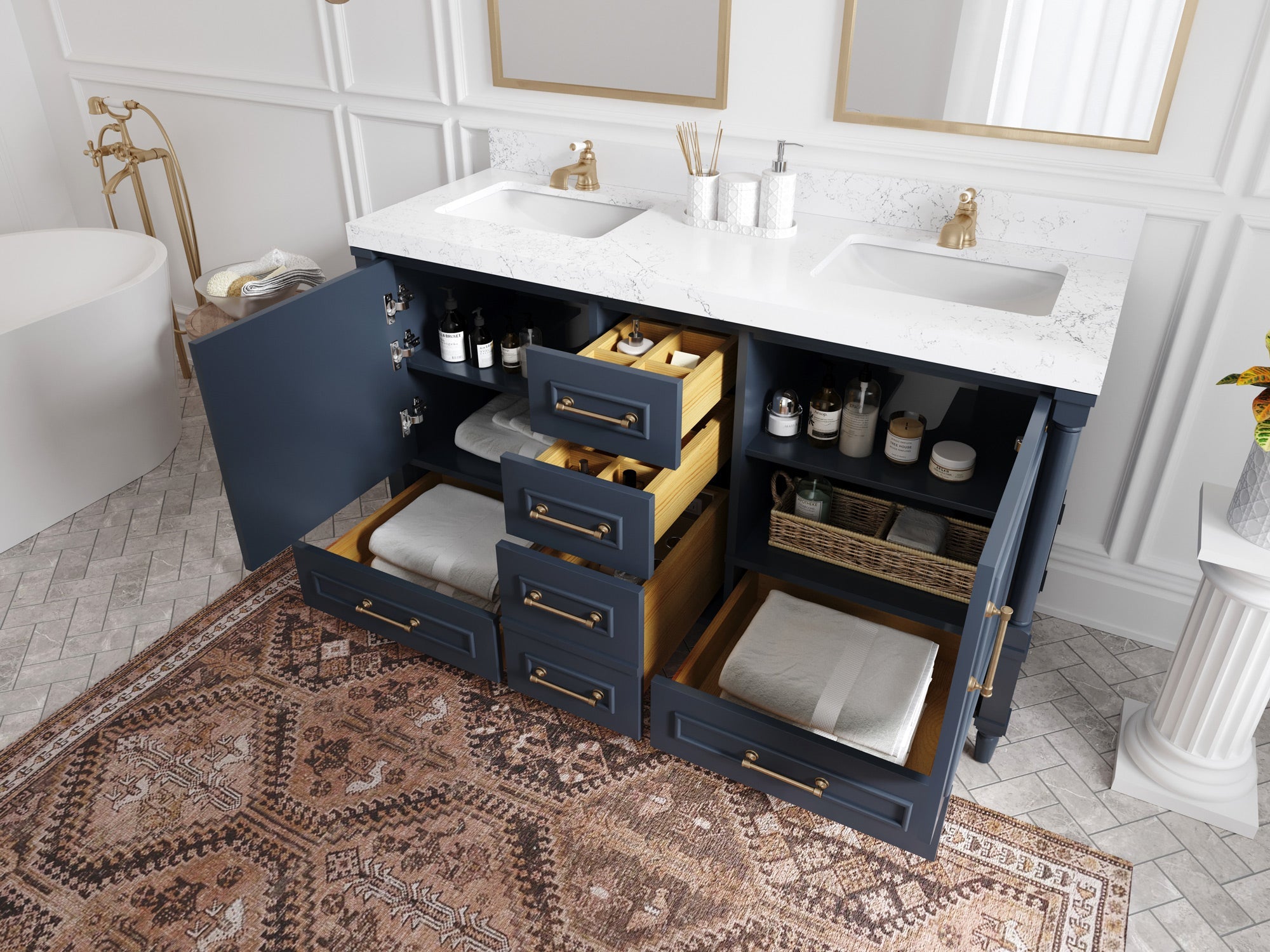 Aberdeen 60 in. W x 22 in. D Double Sink Bathroom Vanity - Willow Bath and Vanity