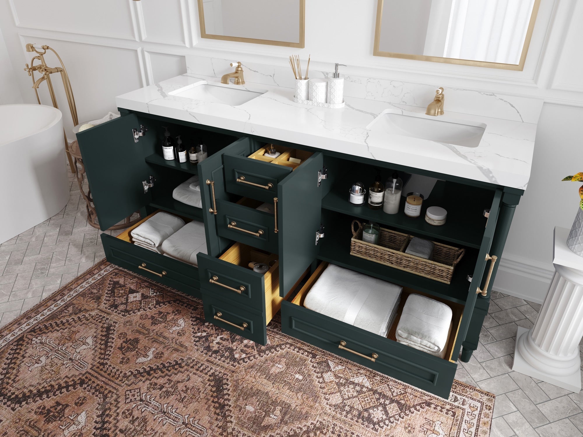Aberdeen 72 in. W x 22 in. D Double Sink Bathroom Vanity - Willow Bath and Vanity
